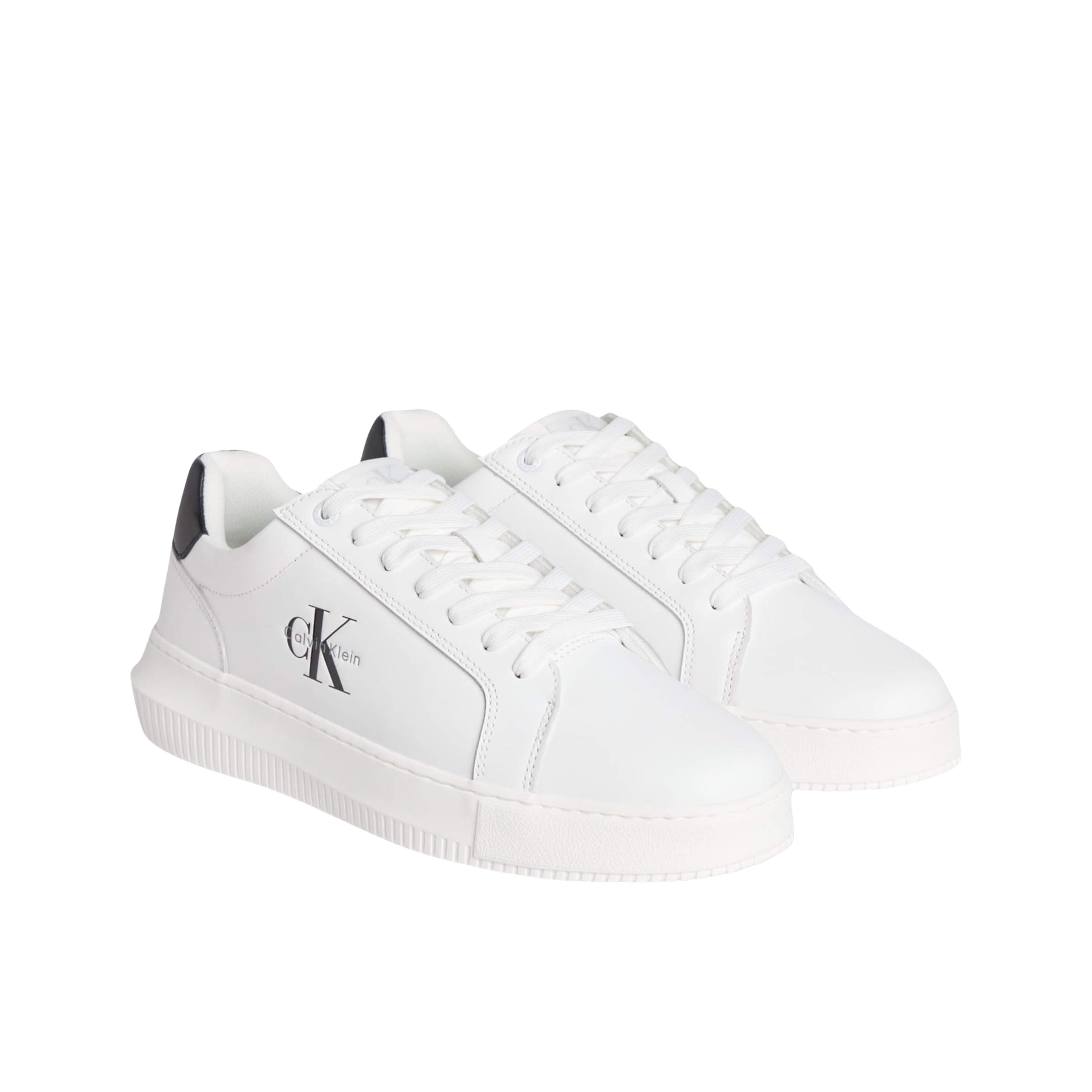 Calvin Klein Men Chunky Cupsole Mono LTH Sneaker - White Bright White Black