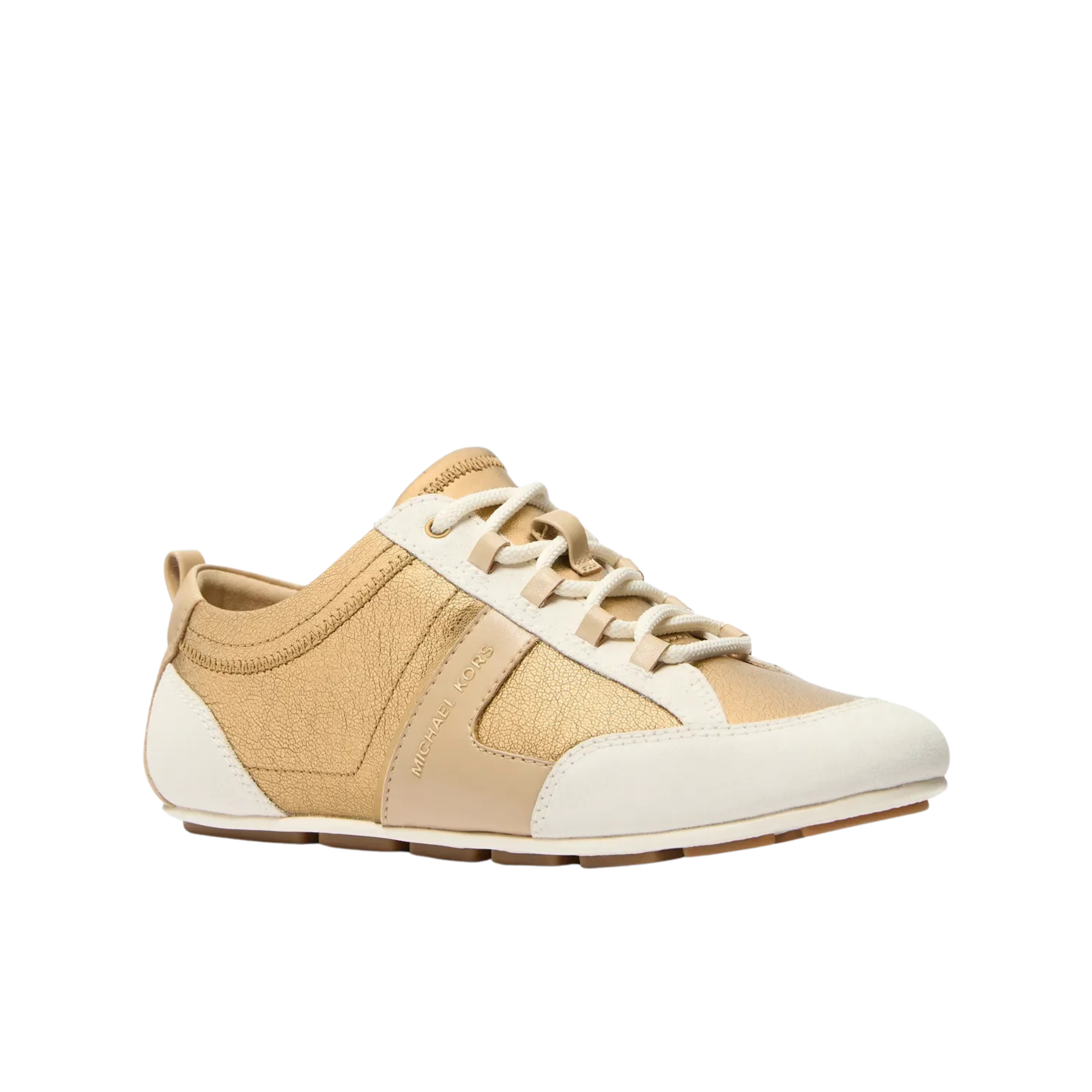 Michael Kors Women Keely Color Block Metallic Leather Trainer - Antique Gold