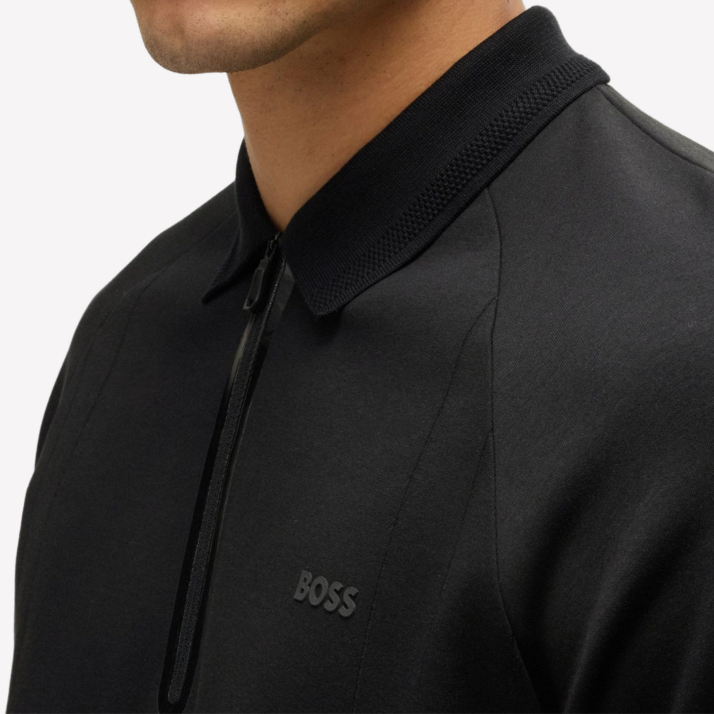 Hugo Boss Men Polo Shirt In Drop Needle - Black