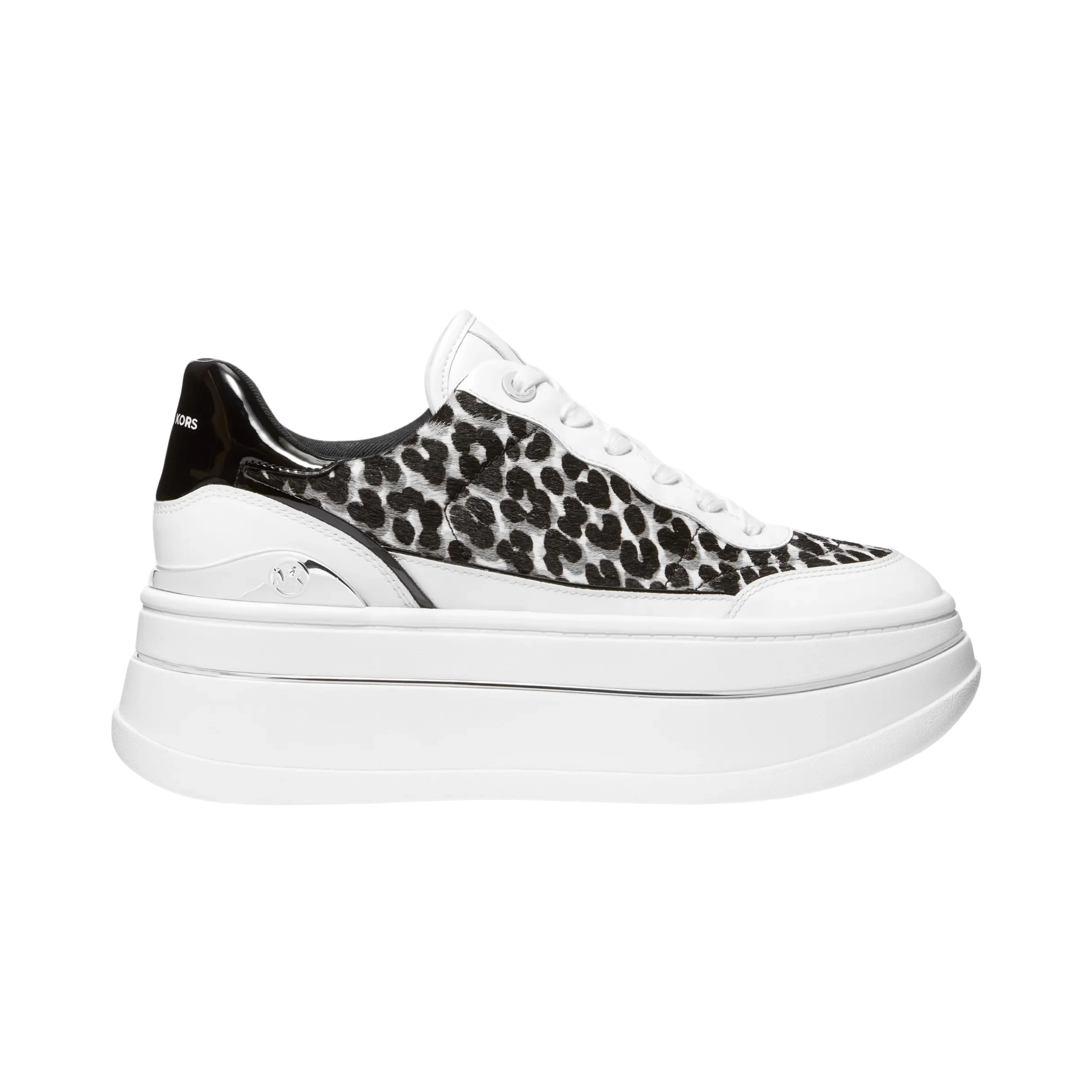 Michael Kors Women Hayes Leopard Print Calf Hair Platform Sneaker - Black Combo
