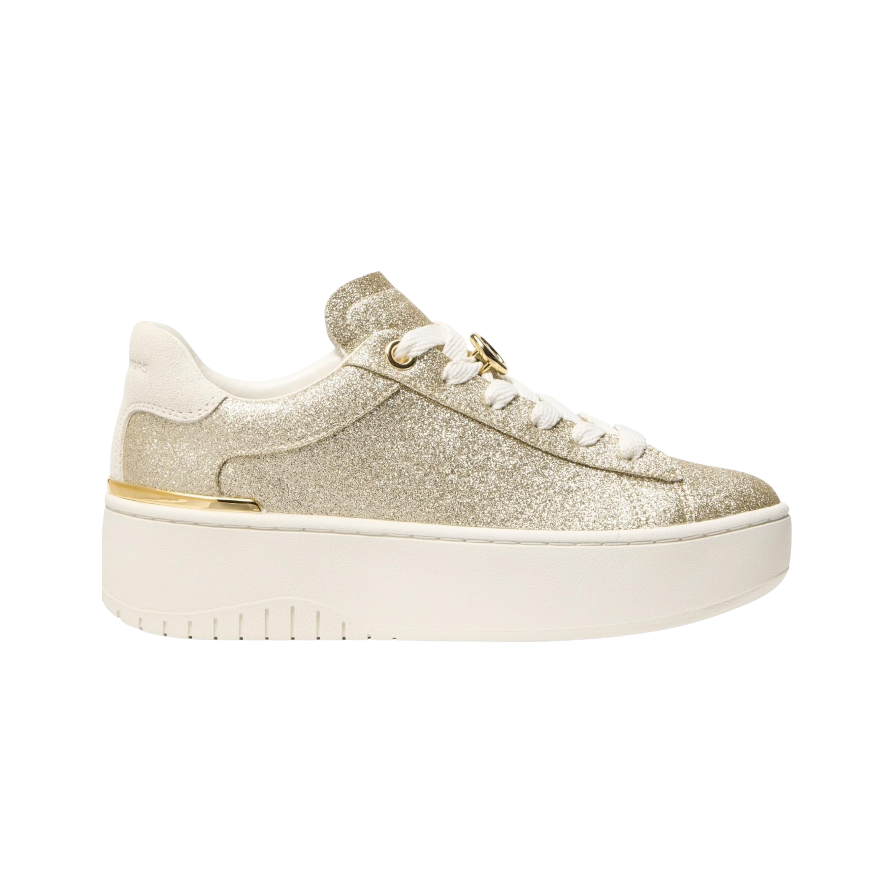 Michael Kors Women Dottie Glitter Leather Platform Sneaker - Pale Gold