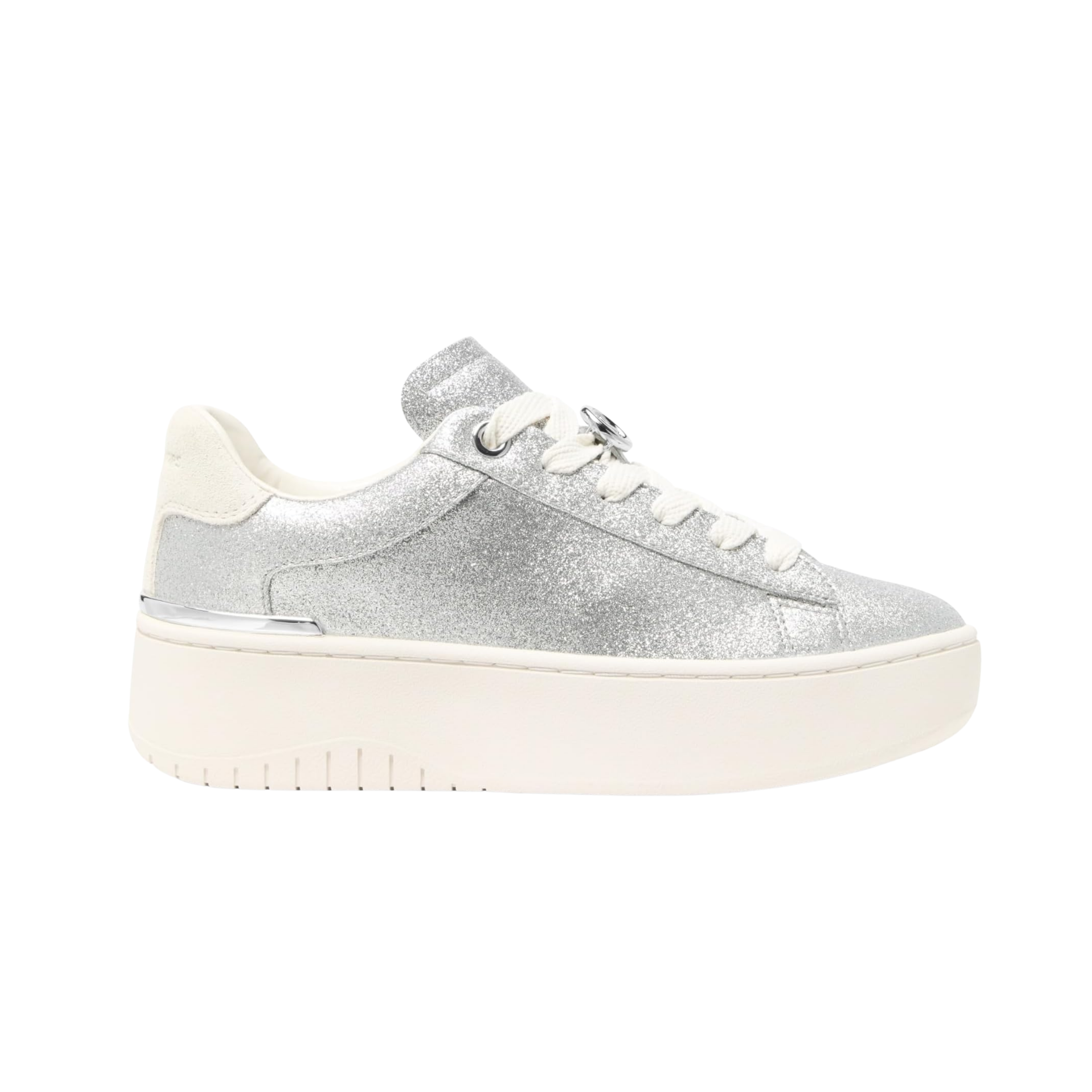 Michael Kors Women Dottie Glitter Leather Platform Sneaker - Silver