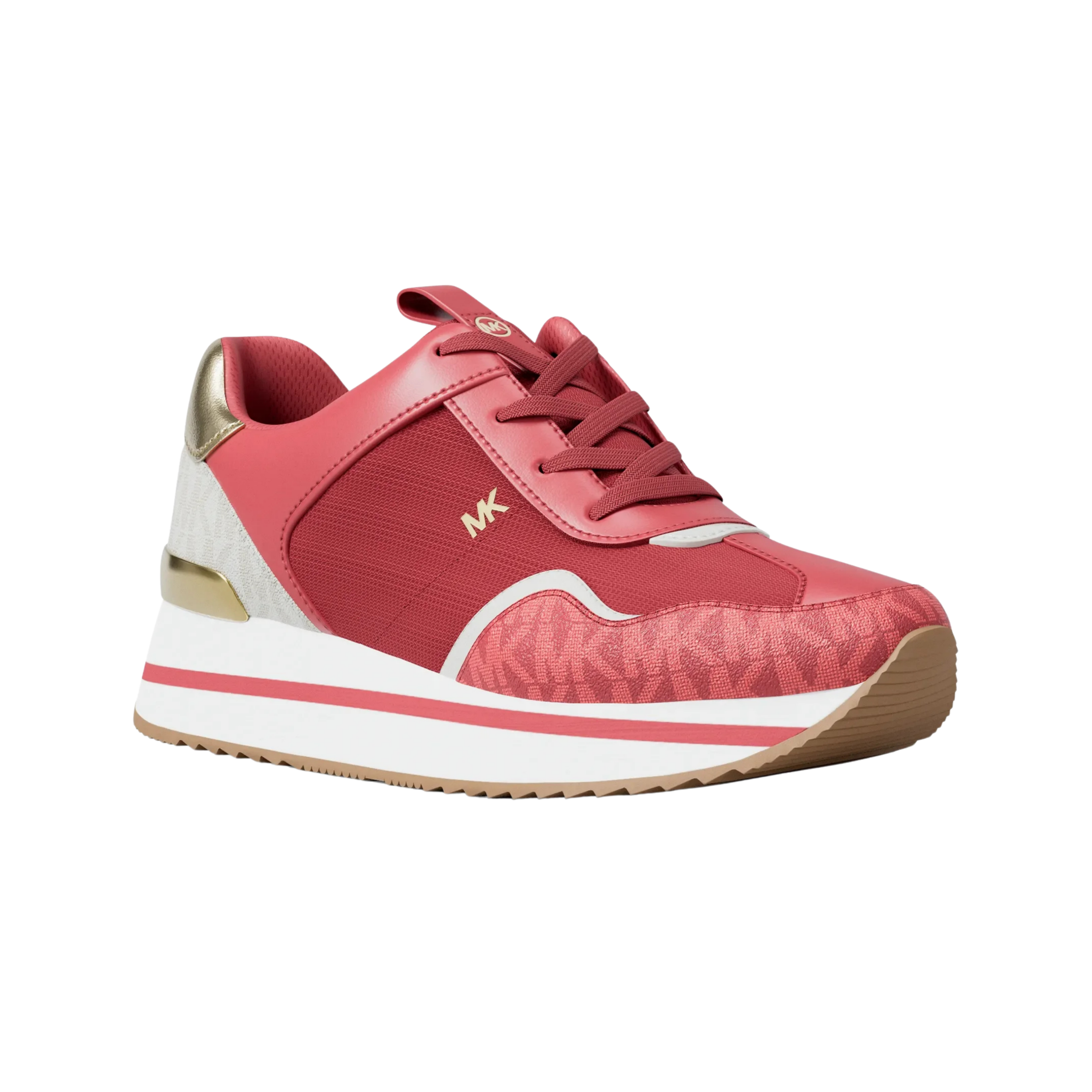 Michael Kors Women Raina Color Block Mesh And Signature Logo Trainer - Light Berry Sorbet
