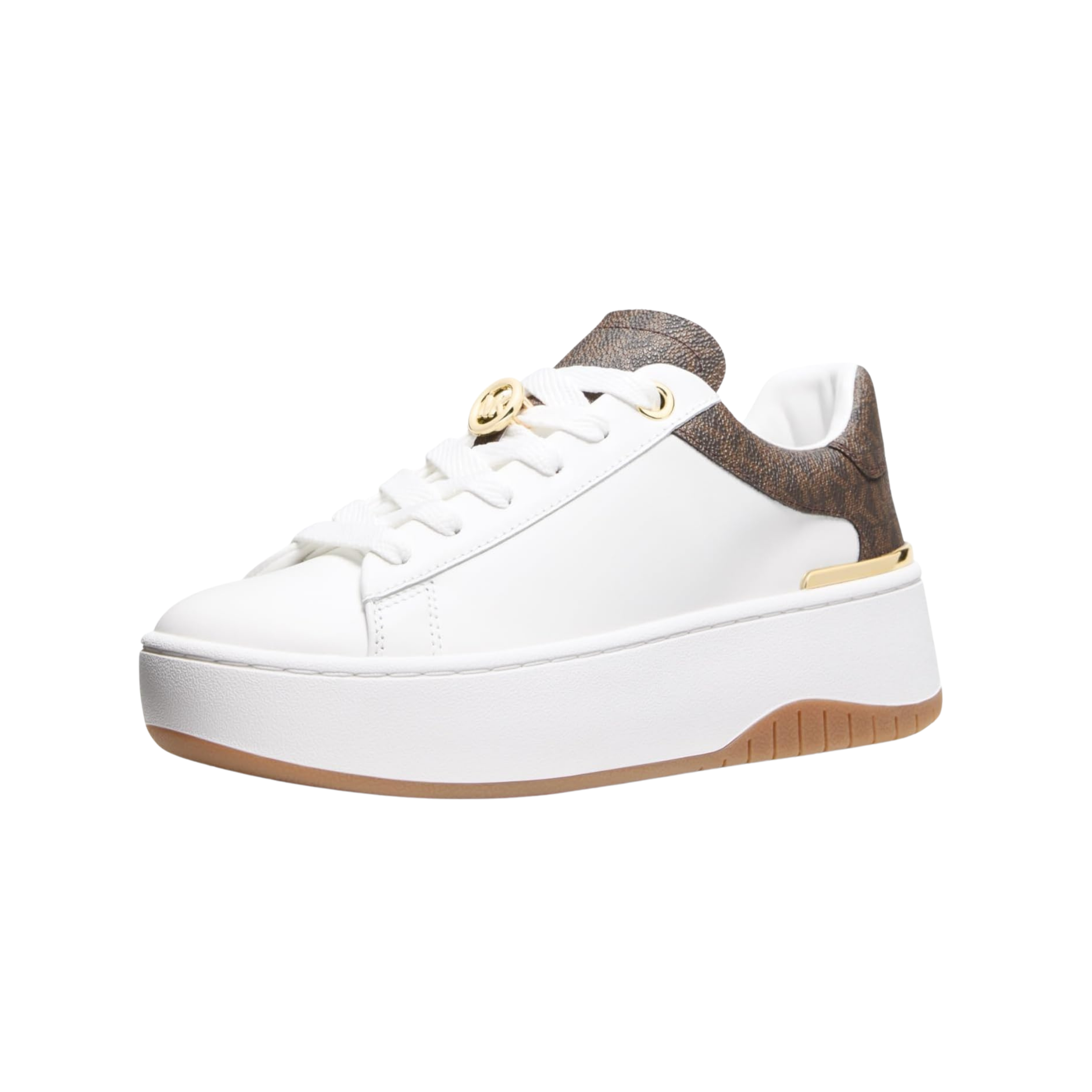 Michael Kors Women Dottie Leather And Signature Logo Sneaker - Brown