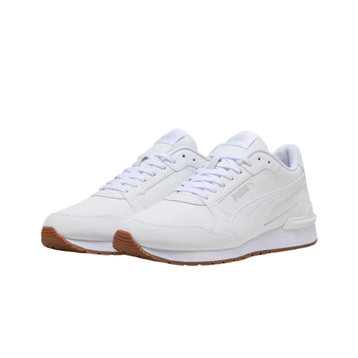 Puma Men ST Runner V4 Leather Sneakers - White Glacial Gray Gum