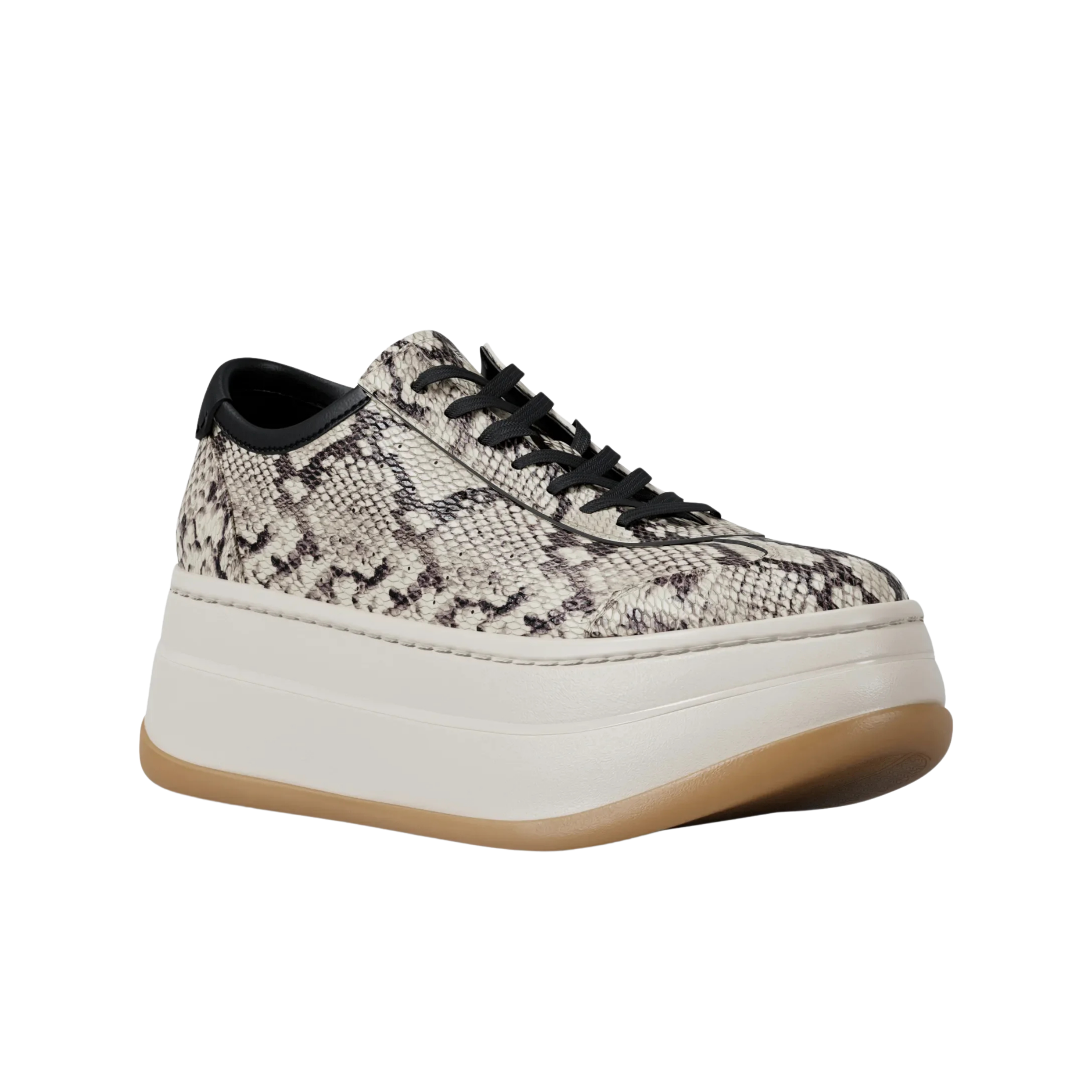 Michael Kors Women Hayes Snake Embossed Leather Platform Sneaker - Natural