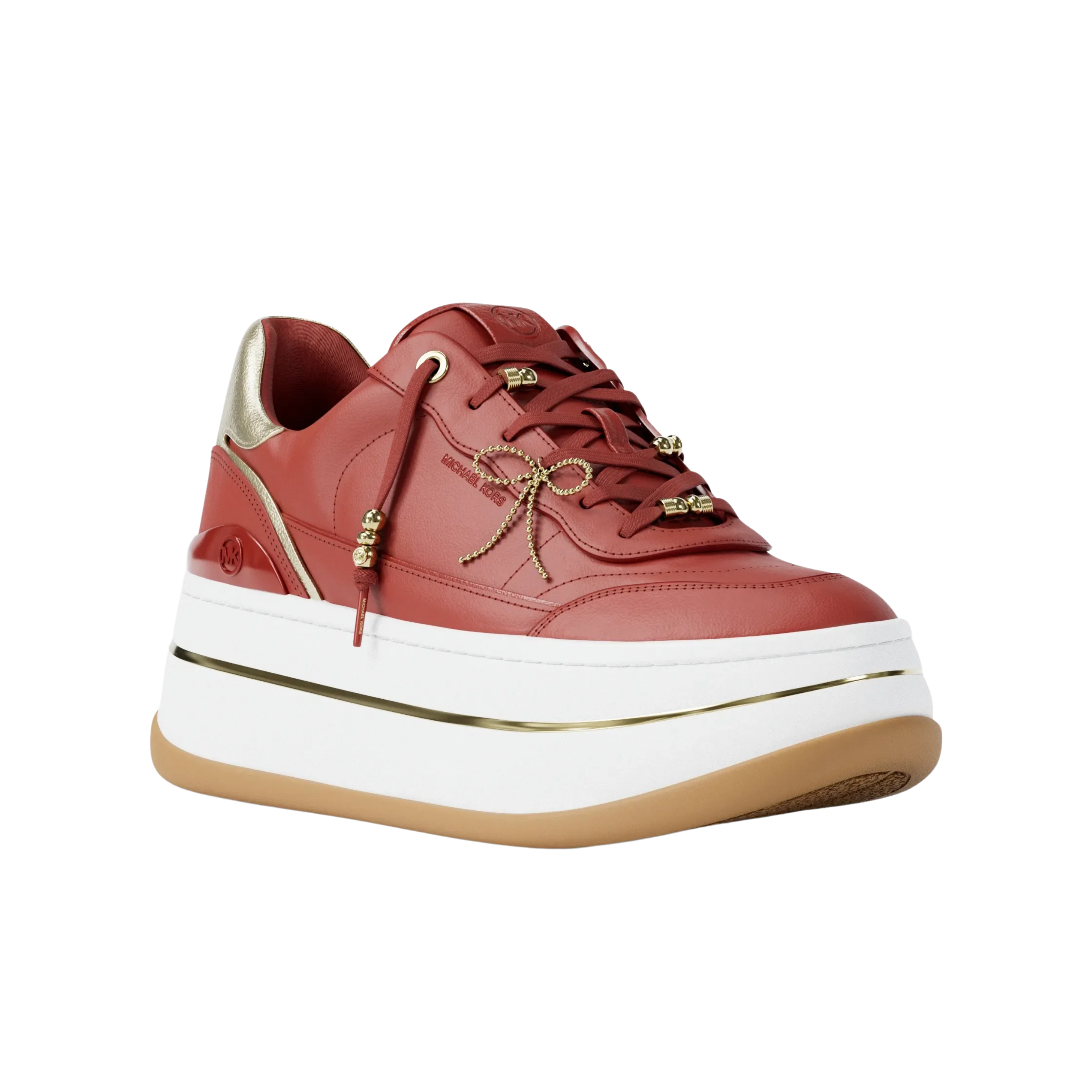 Michael Kors Women Hayes Embellished Leather Platform Sneaker - Crimson