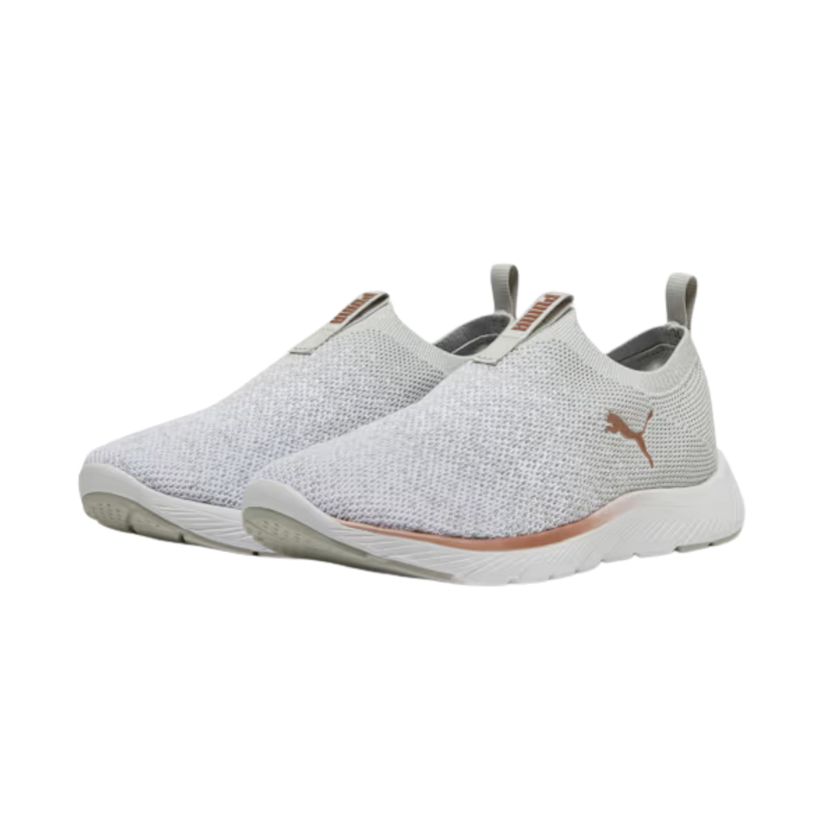 Puma Women Softride Remi Slip On Knit - Ash Gray White Rose Gold