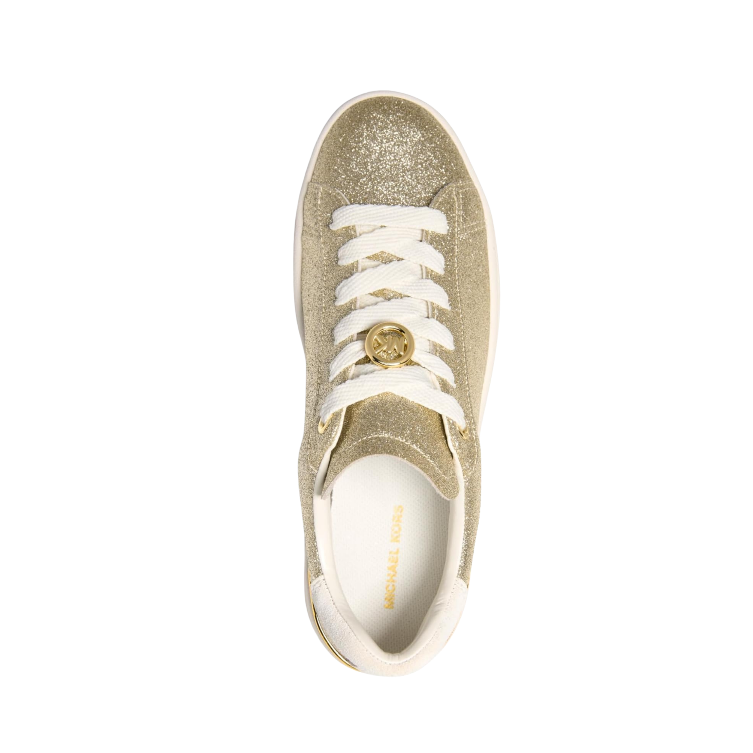 Michael Kors Women Dottie Glitter Leather Platform Sneaker - Pale Gold