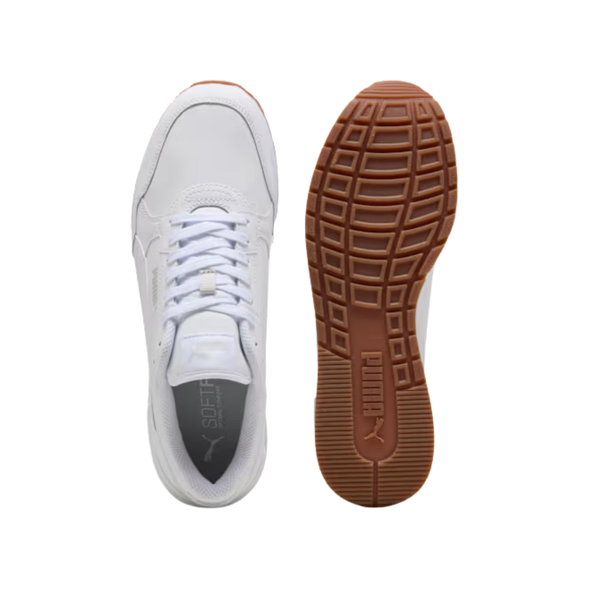 Puma Men ST Runner V4 Leather Sneakers - White Glacial Gray Gum