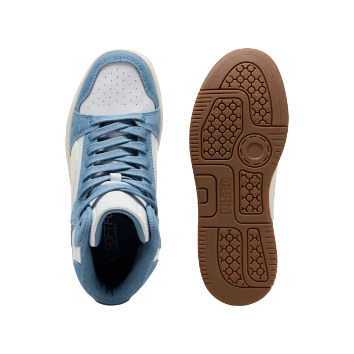 Puma Women Rebound Femme Mid Suede Top Sneakers - White Frosted Ivory Cool Blue