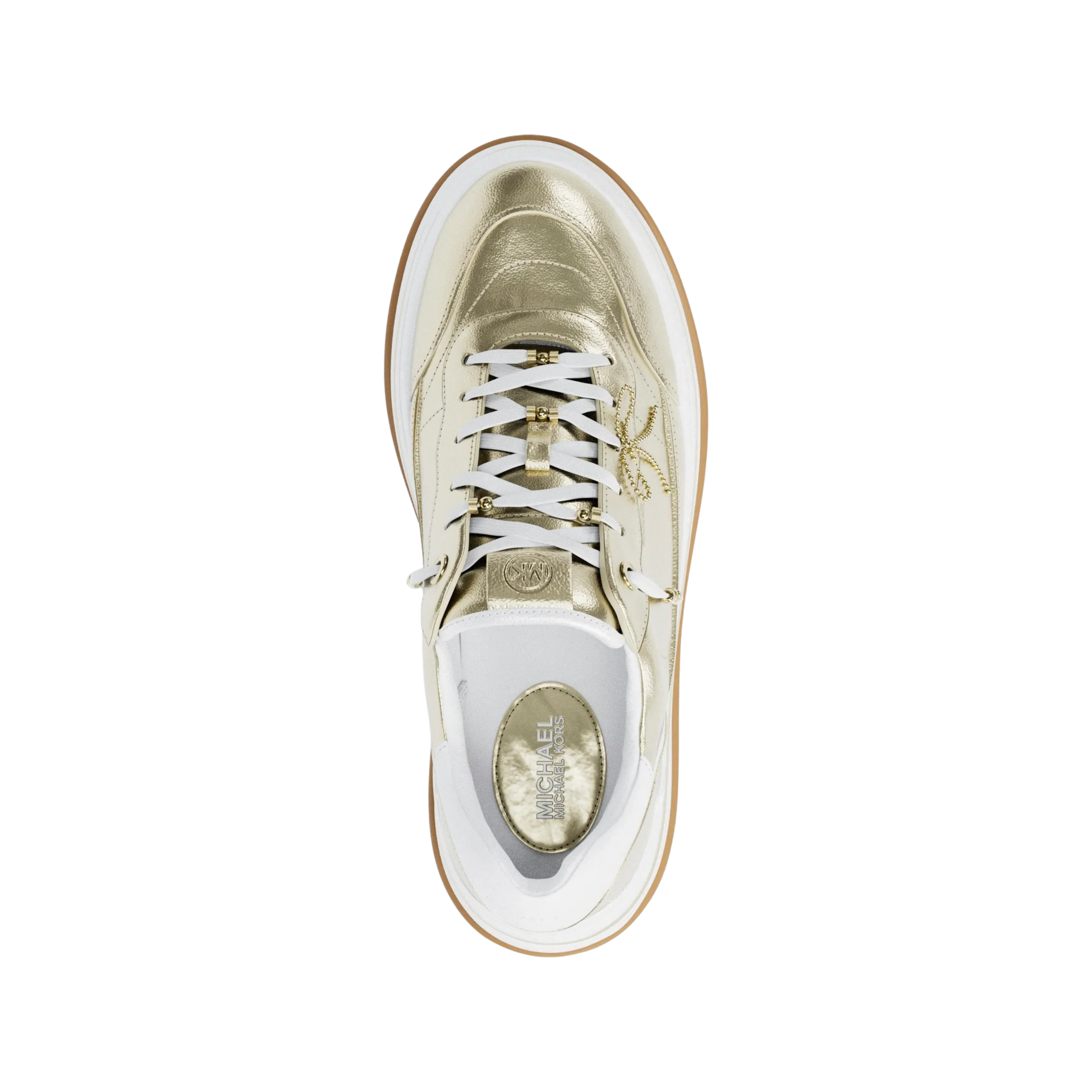 Michael Kors Women Hayes Embellished Leather Platform Sneaker - Pale Gold