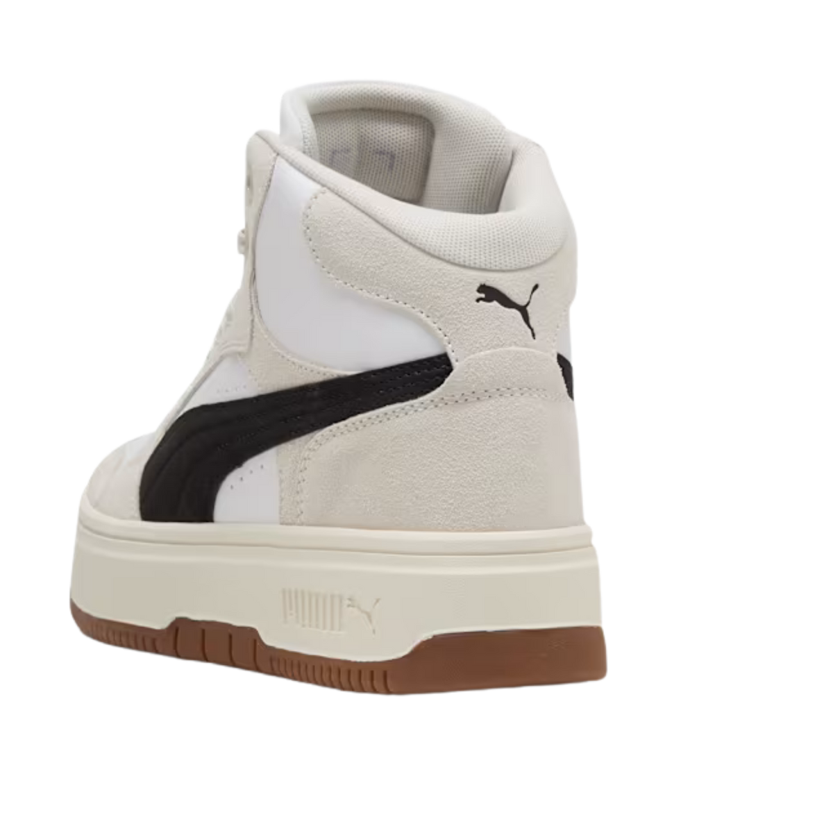 Puma Women Rebound Femme Mid Suede Top Sneakers - White Black Frosted Ivory