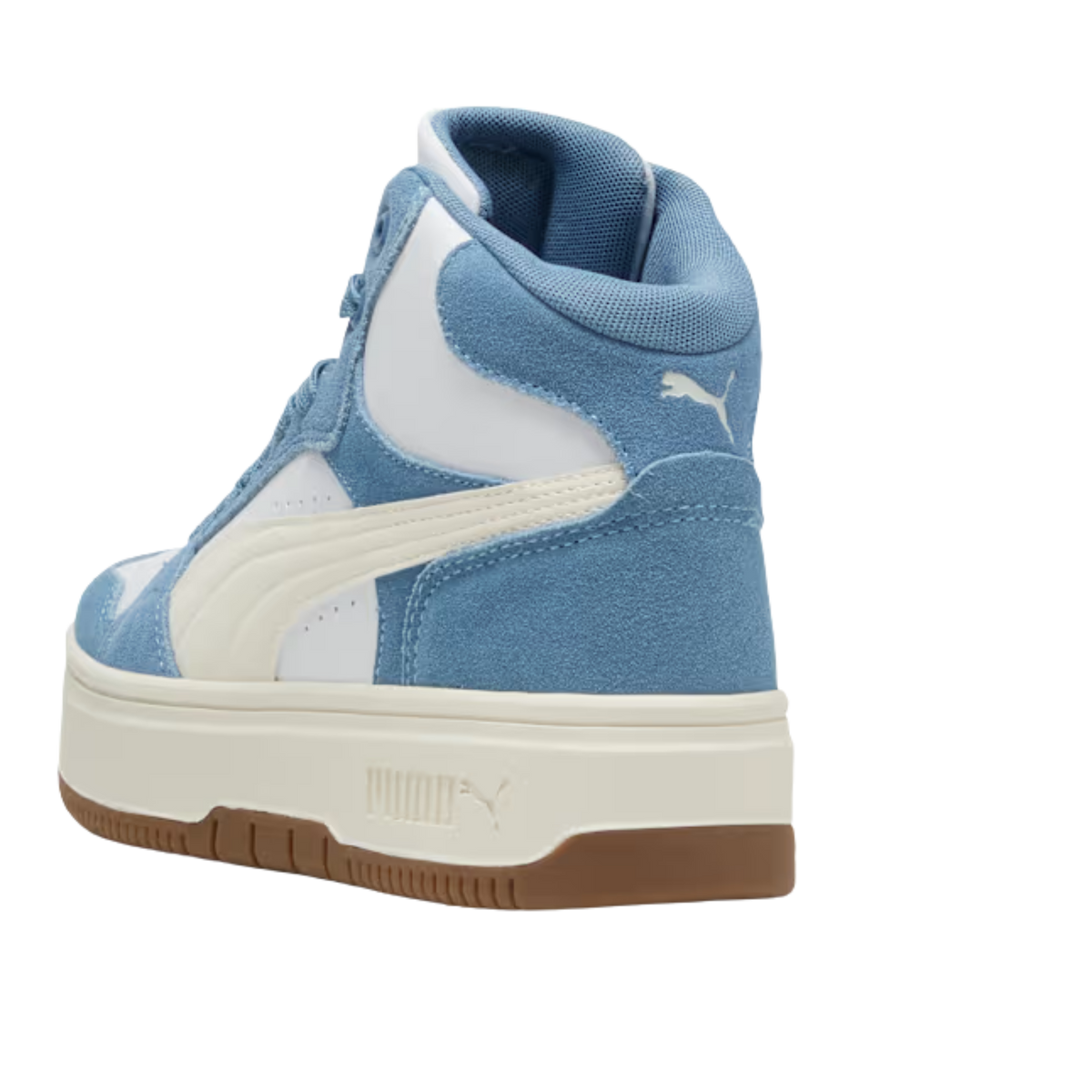 Puma Women Rebound Femme Mid Suede Top Sneakers - White Frosted Ivory Cool Blue