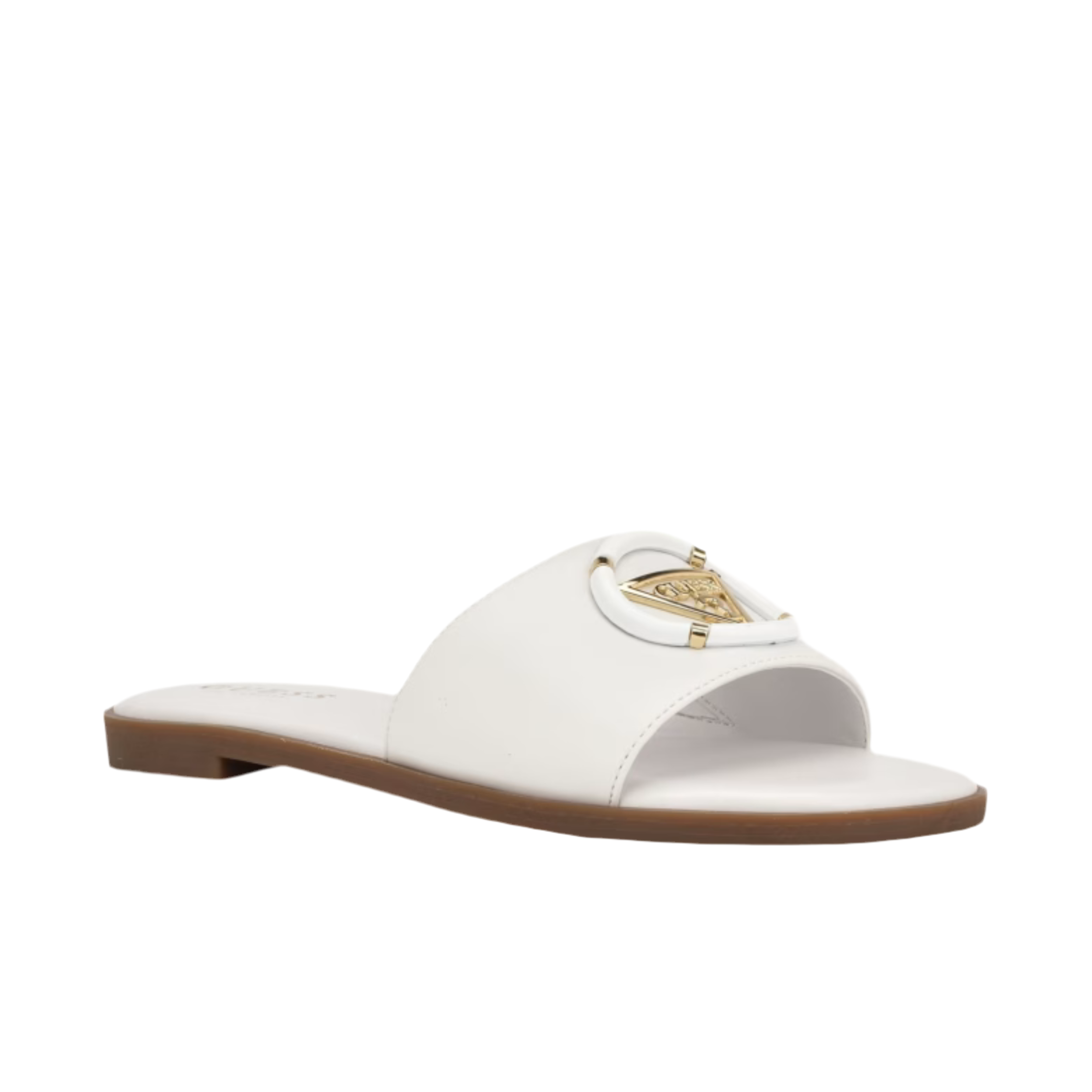 Guess Women Magnify Faux-Leather Beach Slides - White