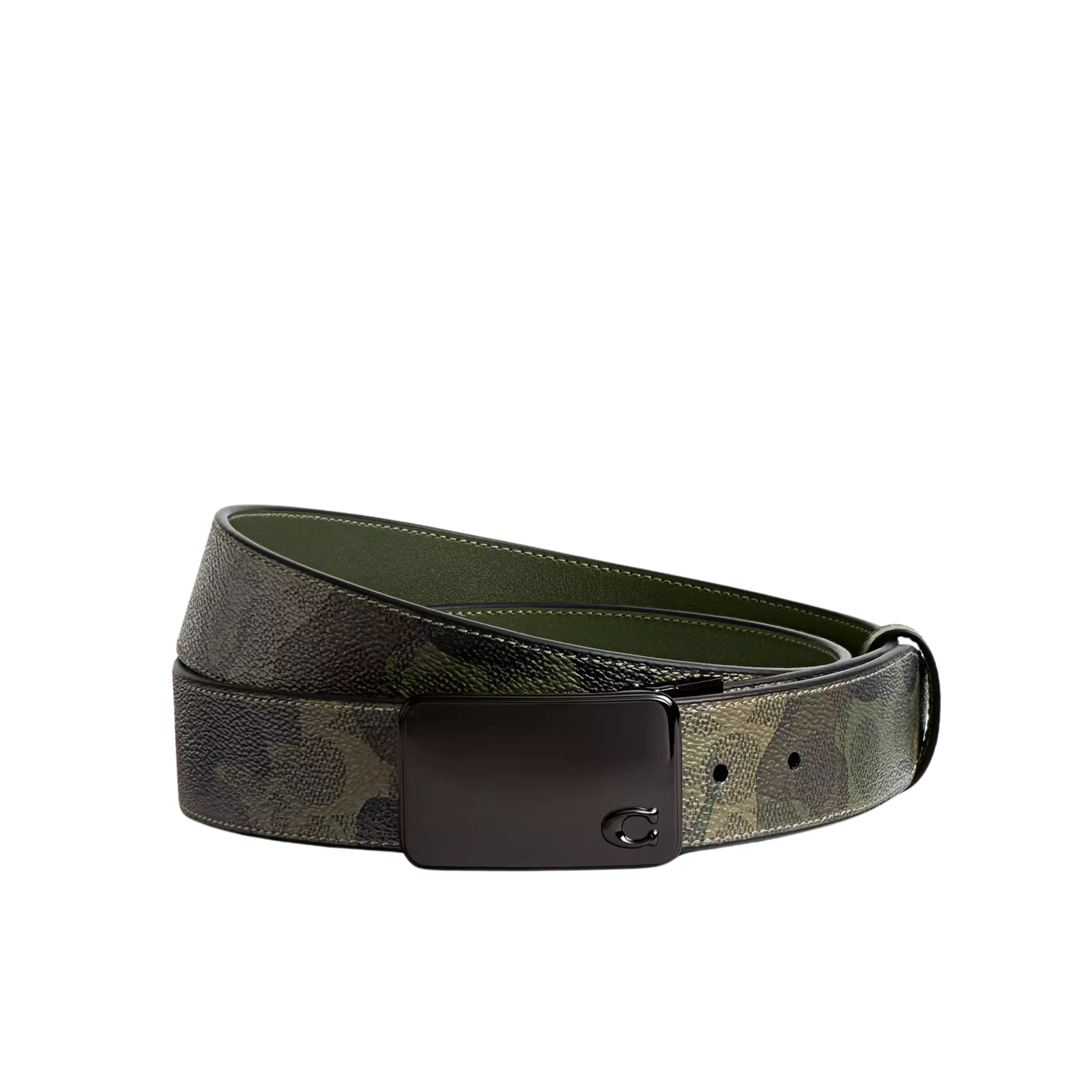 COACH Men Signature Plaque Buckle Cut-To-Size Reversible Belt With Camo Print 38 Mm - Camo