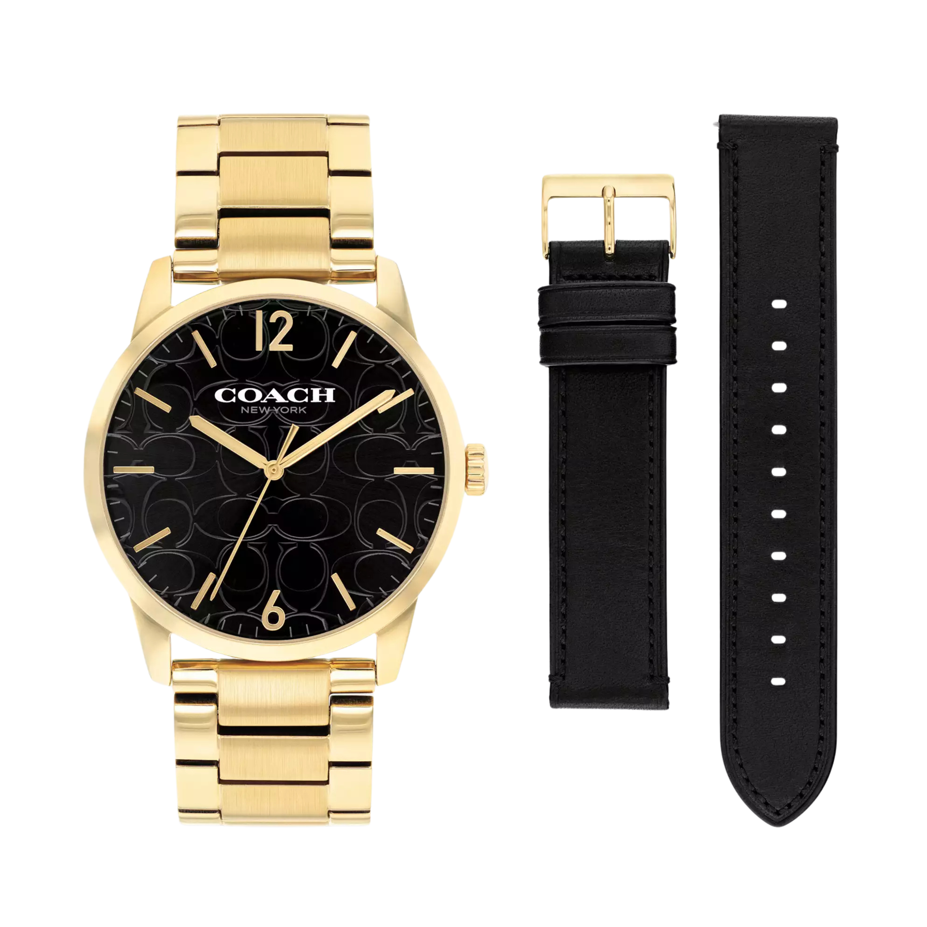 COACH Men Keane Watch Gift Set 39 Mm - Gold Black