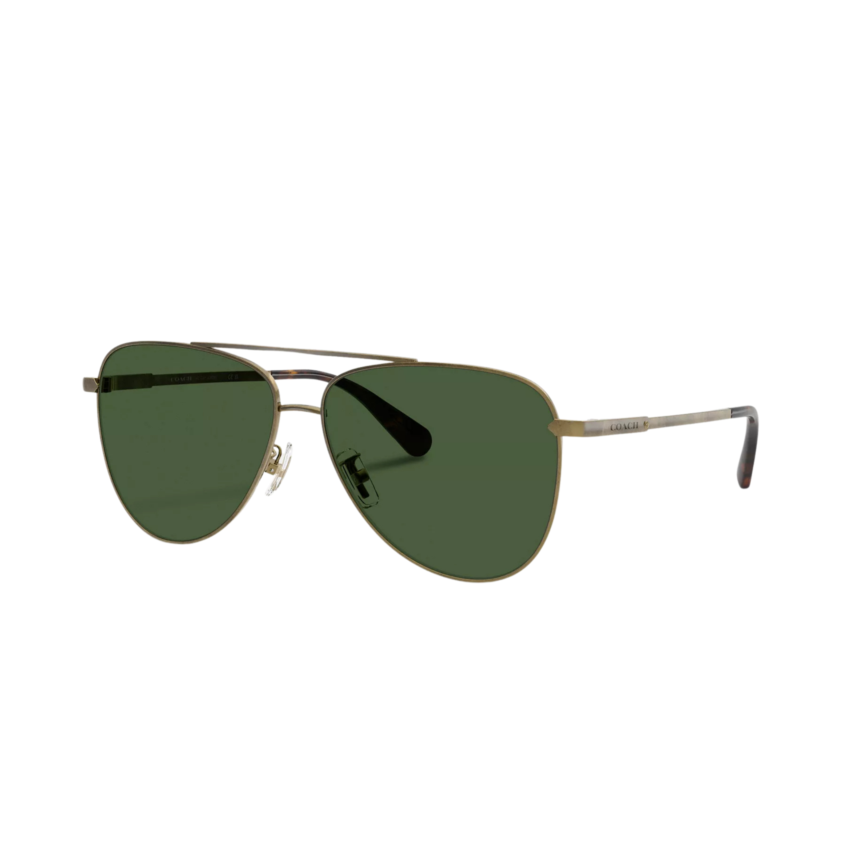 COACH Men C Hardware Metal Pilot Sunglasses - Gold Green