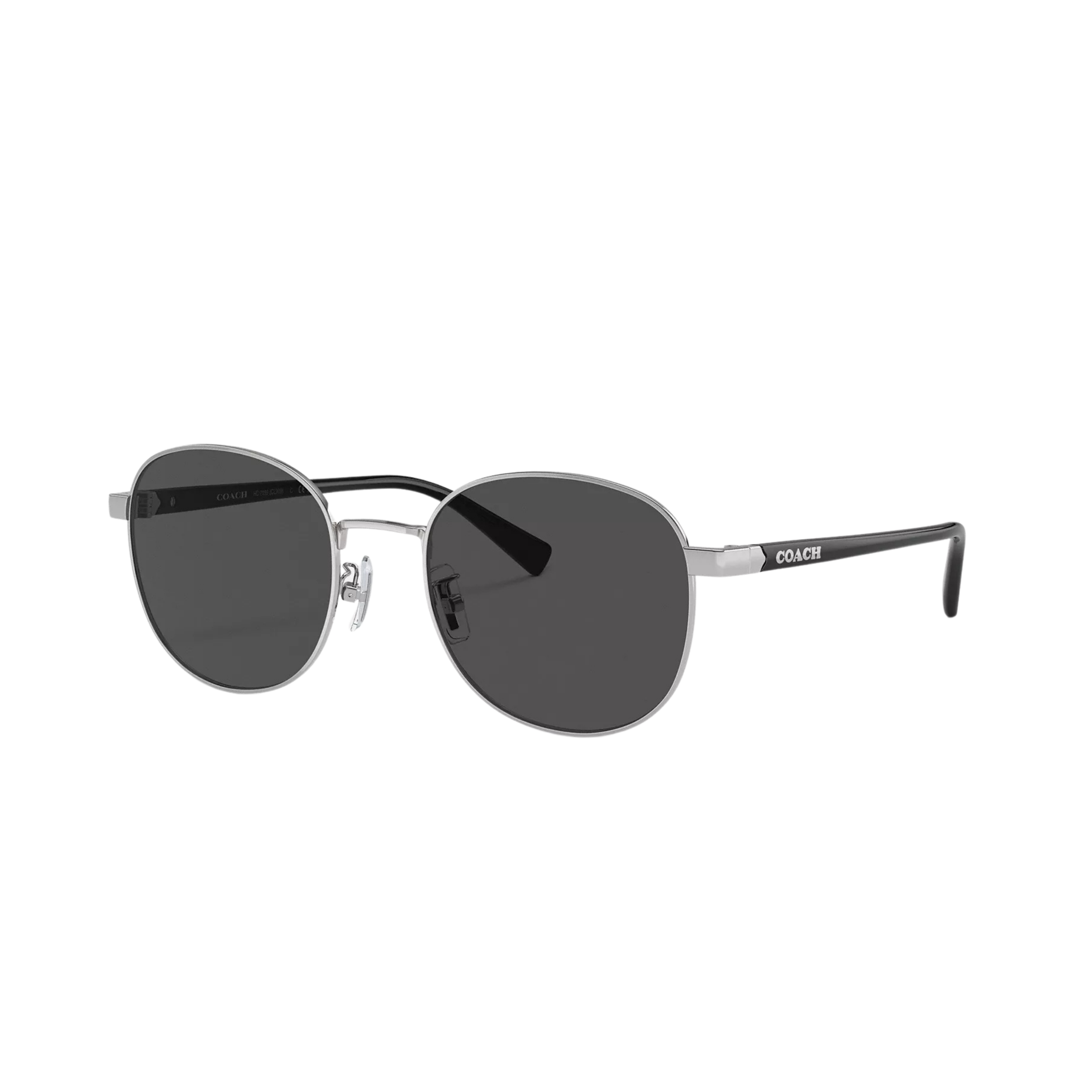 COACH Men Metal Round Sunglasses - Silver Black