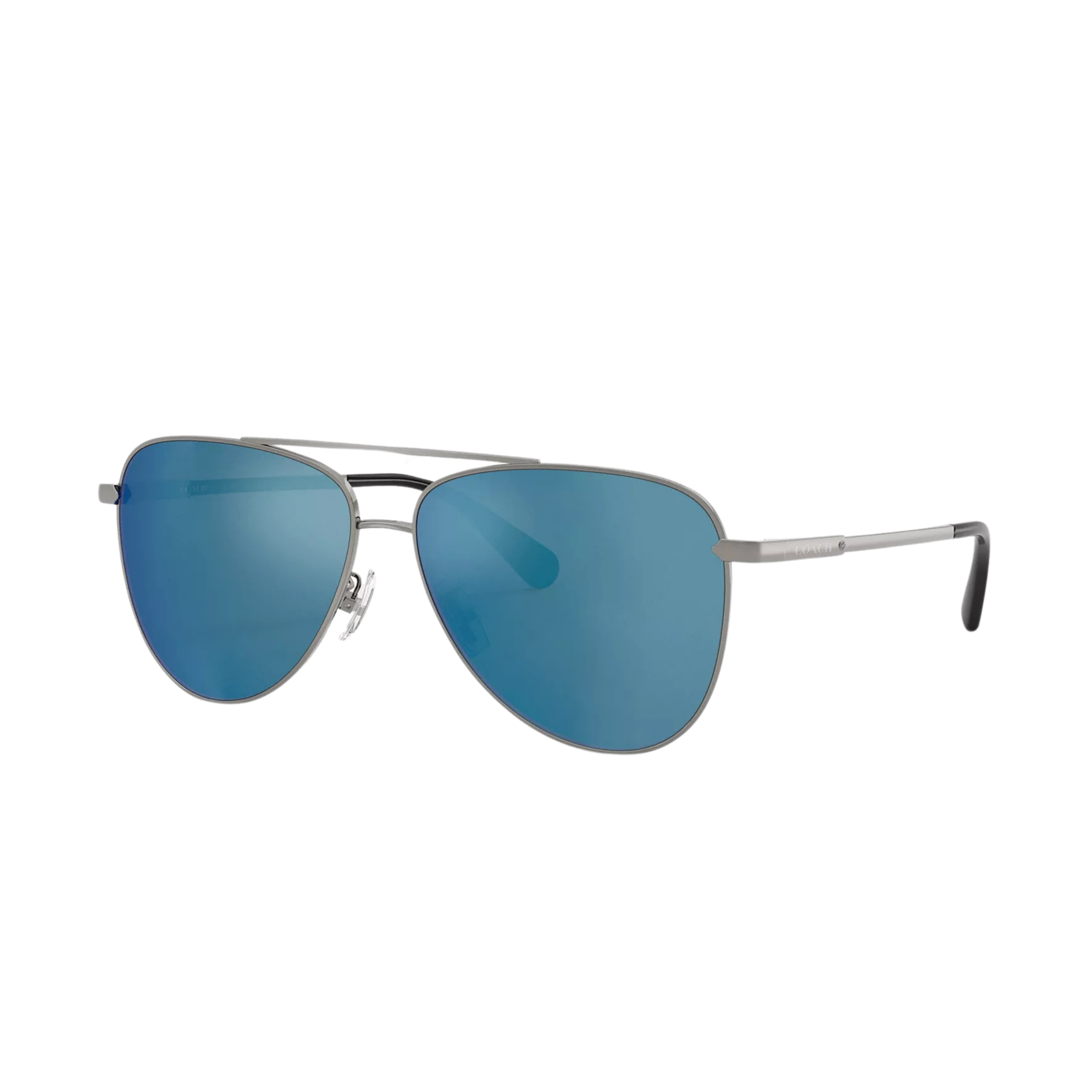 COACH Men C Hardware Metal Pilot Sunglasses - Silver Blue