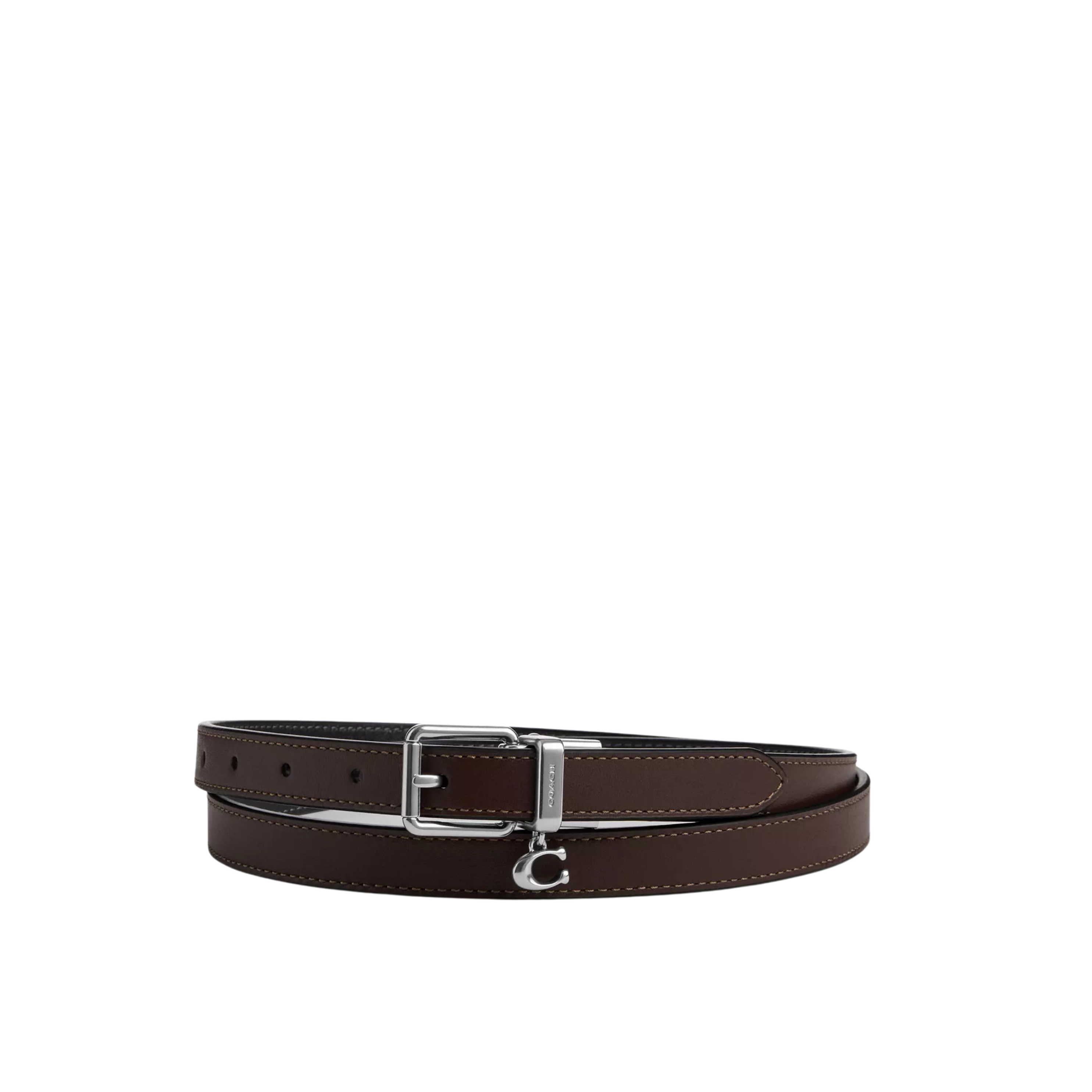 COACH Women Roller Buckle Cut To Size Reversible Belt With Charm 18 Mm - Black Maple