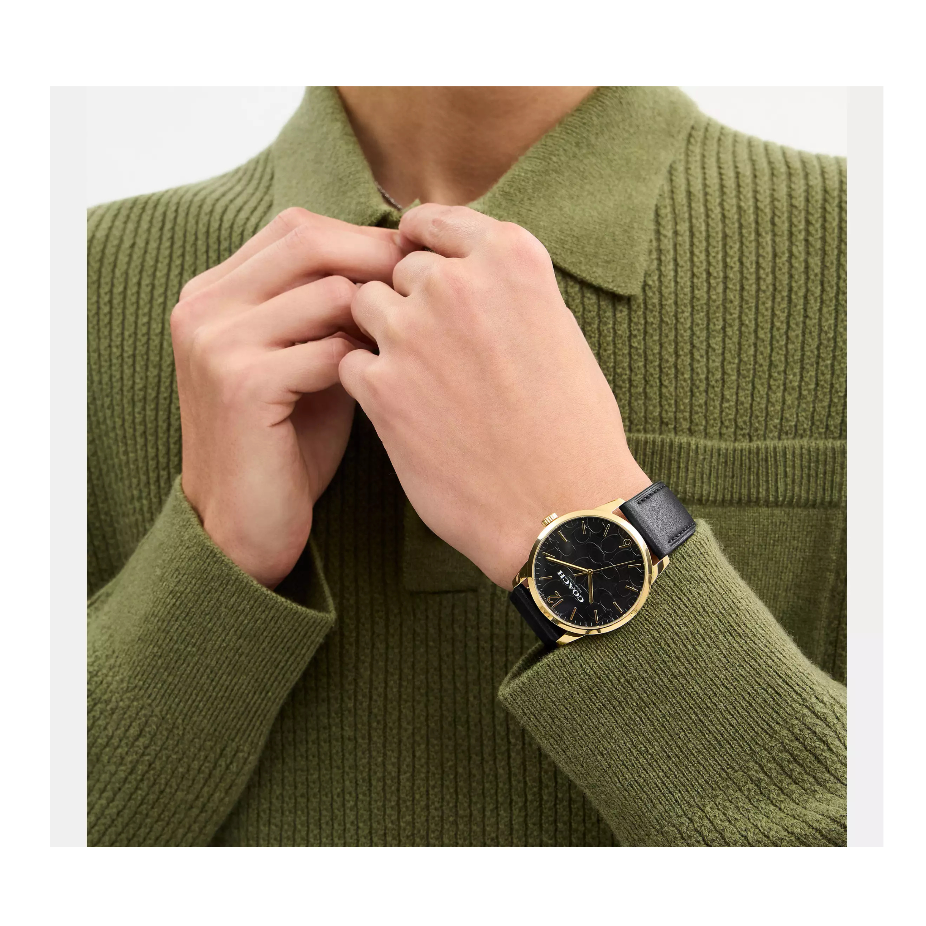 COACH Men Keane Watch Gift Set 39 Mm - Gold Black