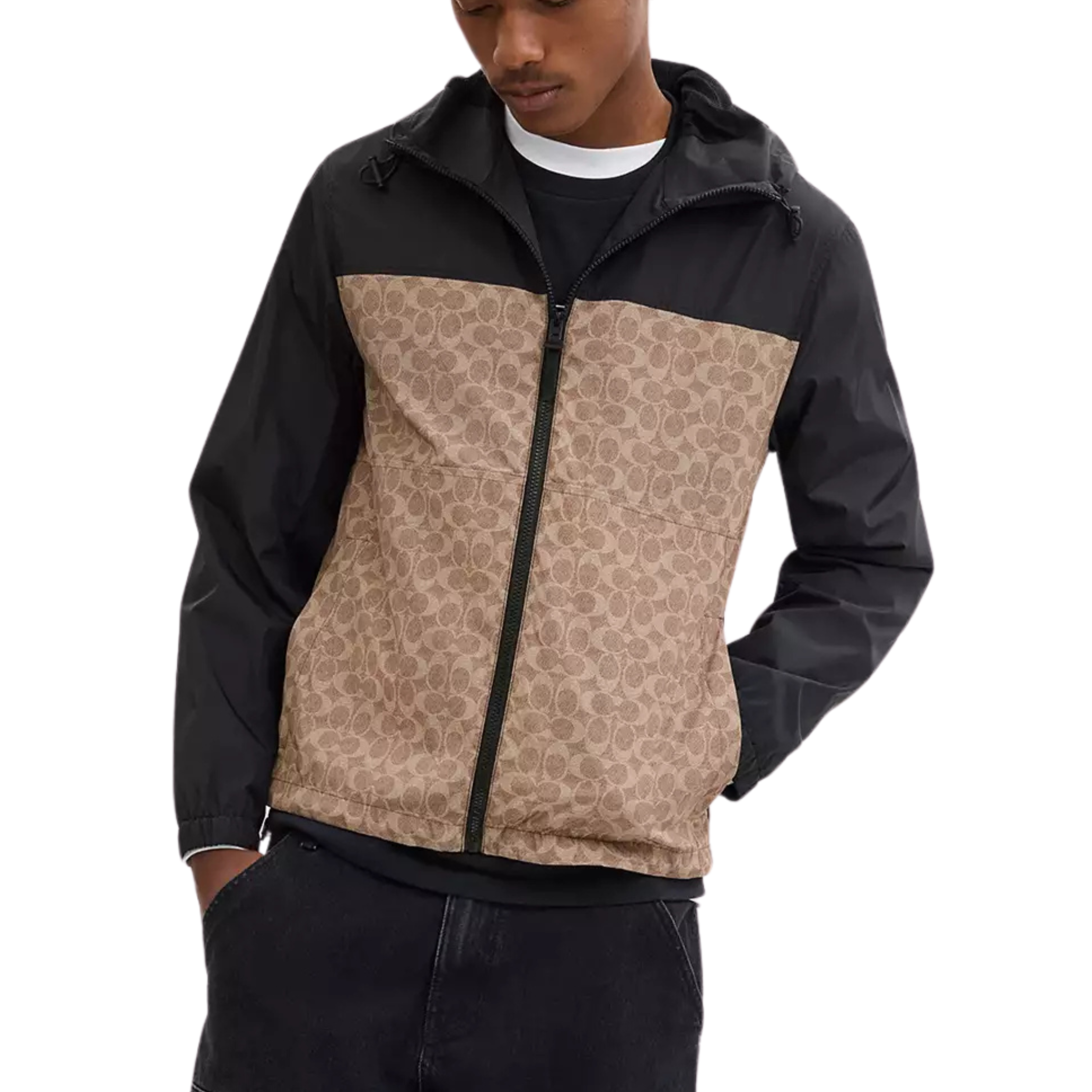 COACH Men Full Zip Windbreaker - Tan