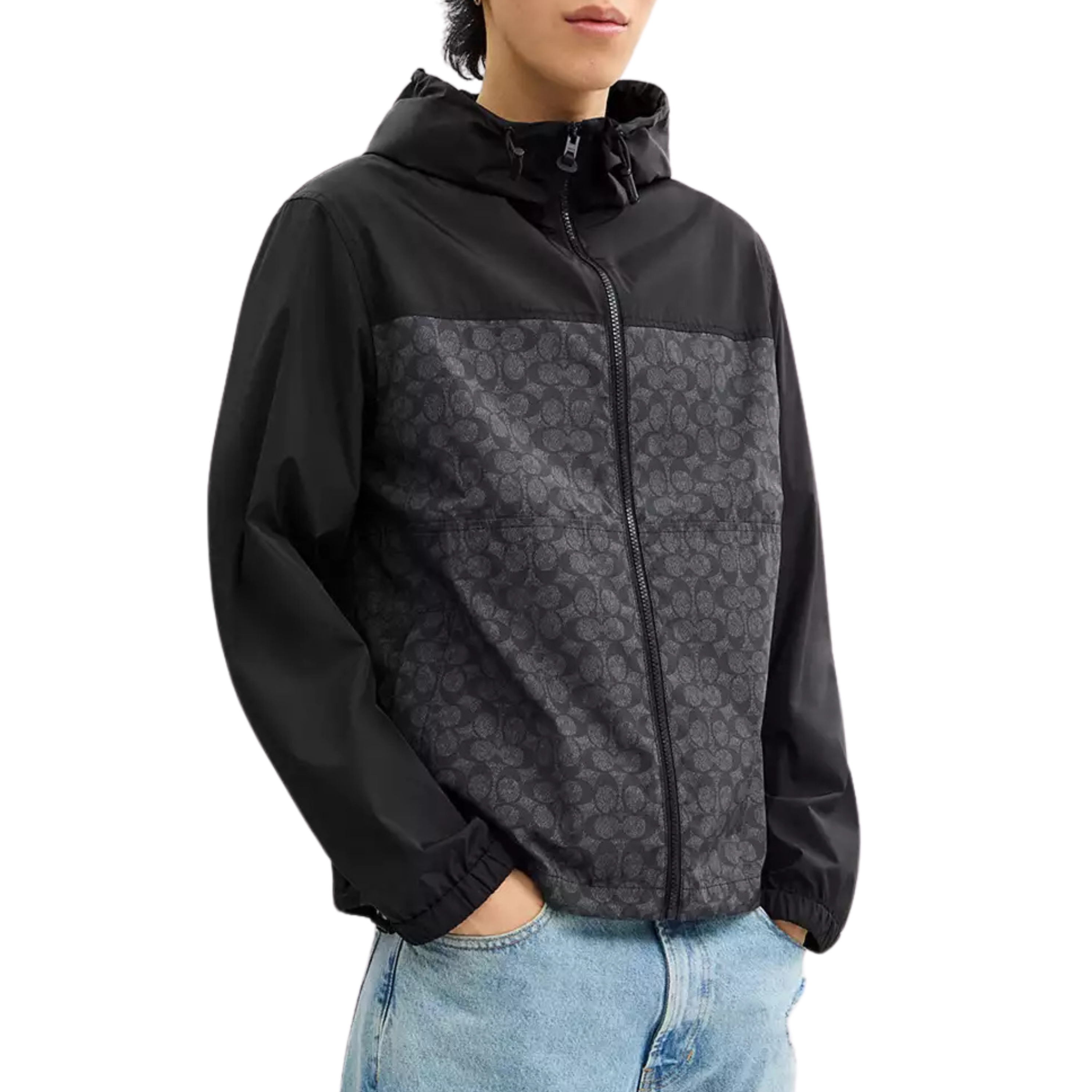 COACH Men Full Zip Windbreaker - Charcoal