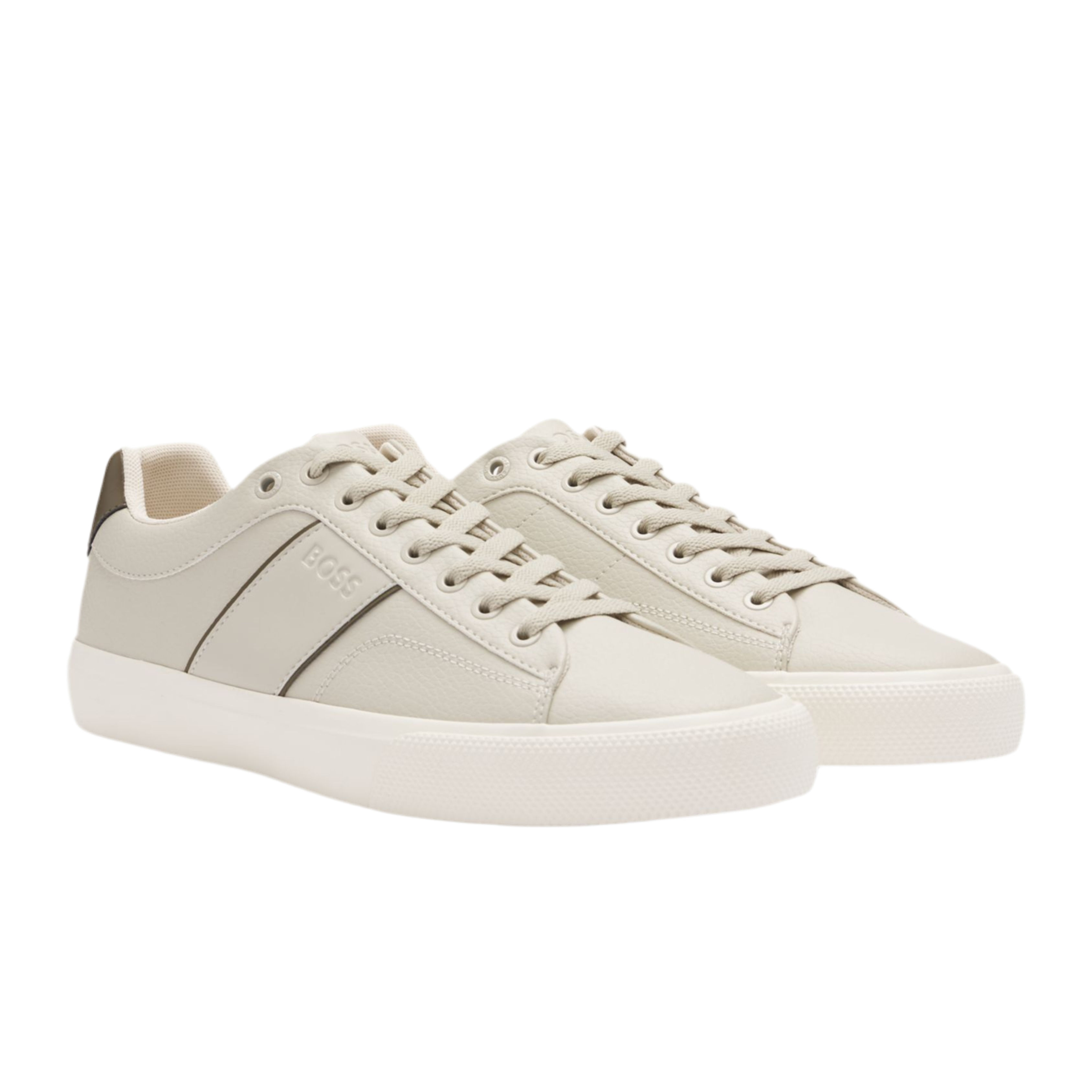 Hugo Boss Men Faux Leather Trainers - Light Beige