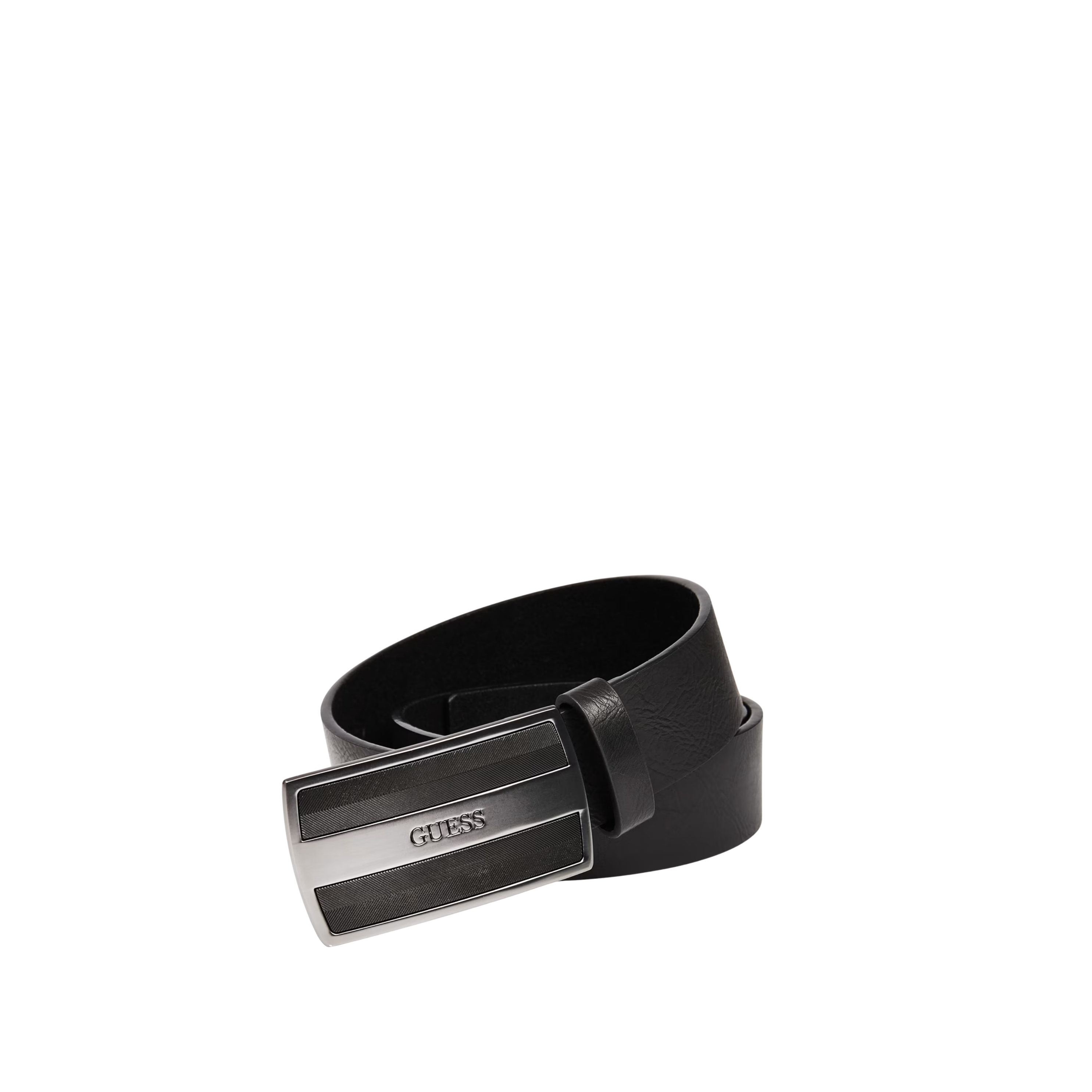 Guess Men Chevron-Textured Plaque Belt - Black