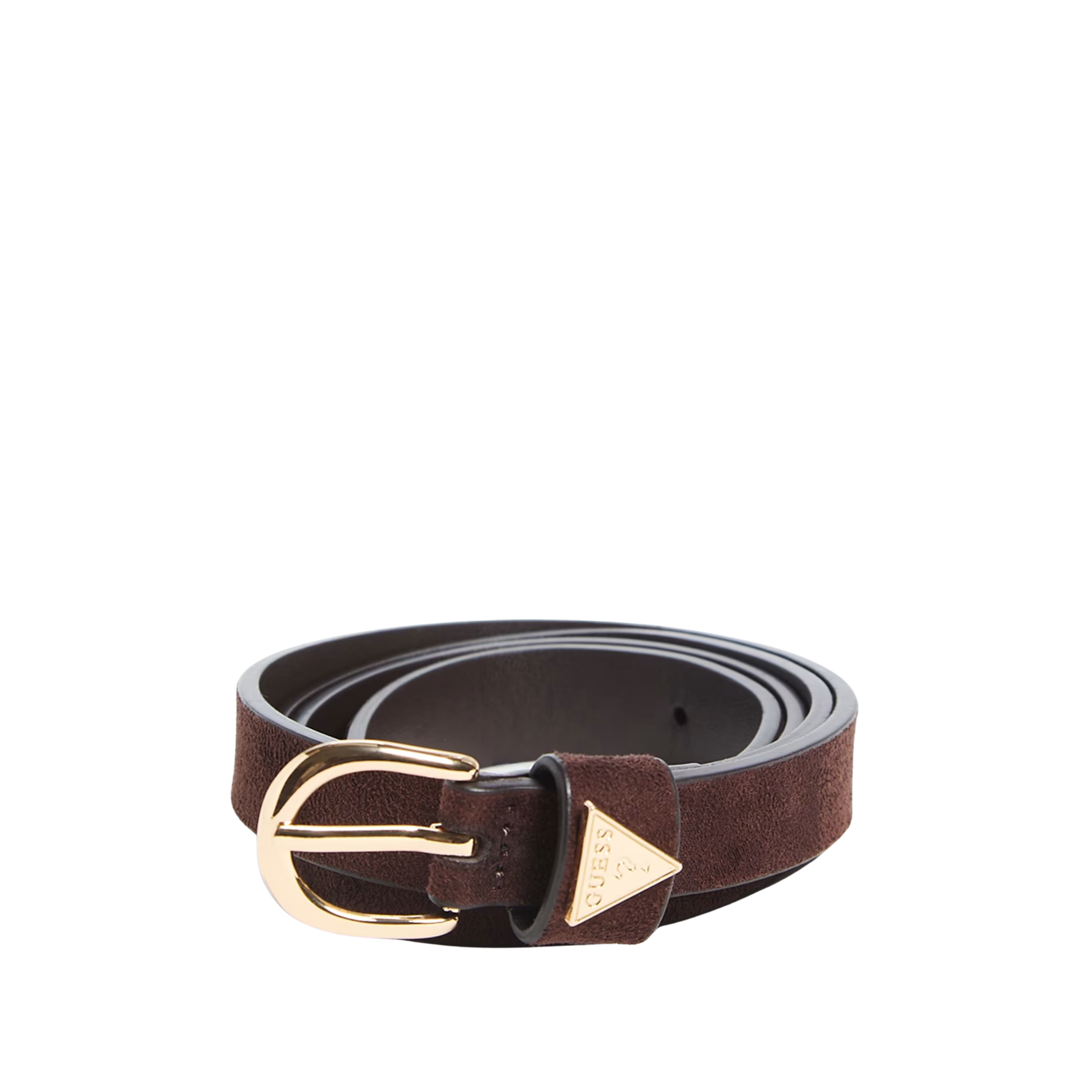 Guess Women Suede and Logo Skinny Belt Set - Brown