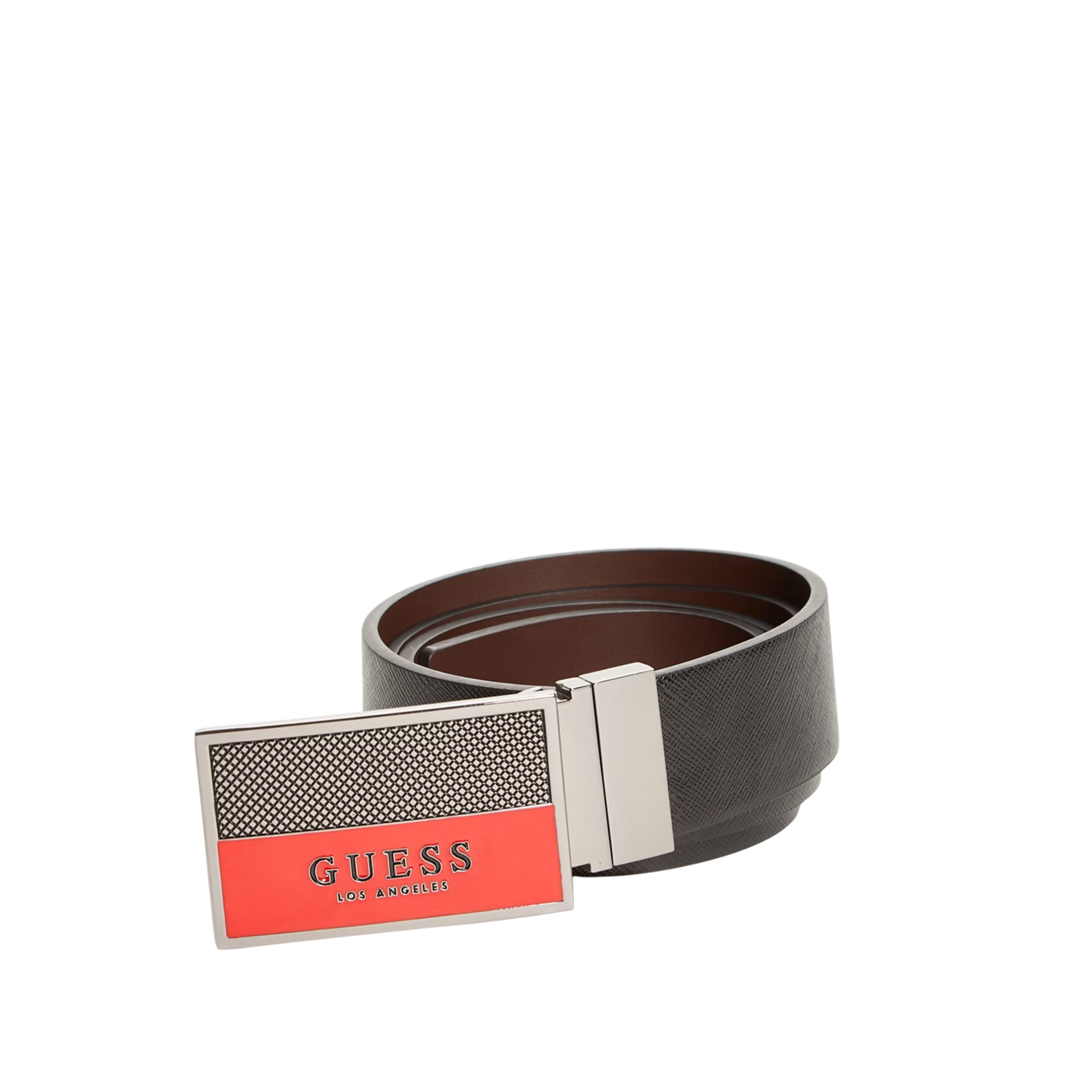 Guess Men Enamel Logo Plaque Belt - Black