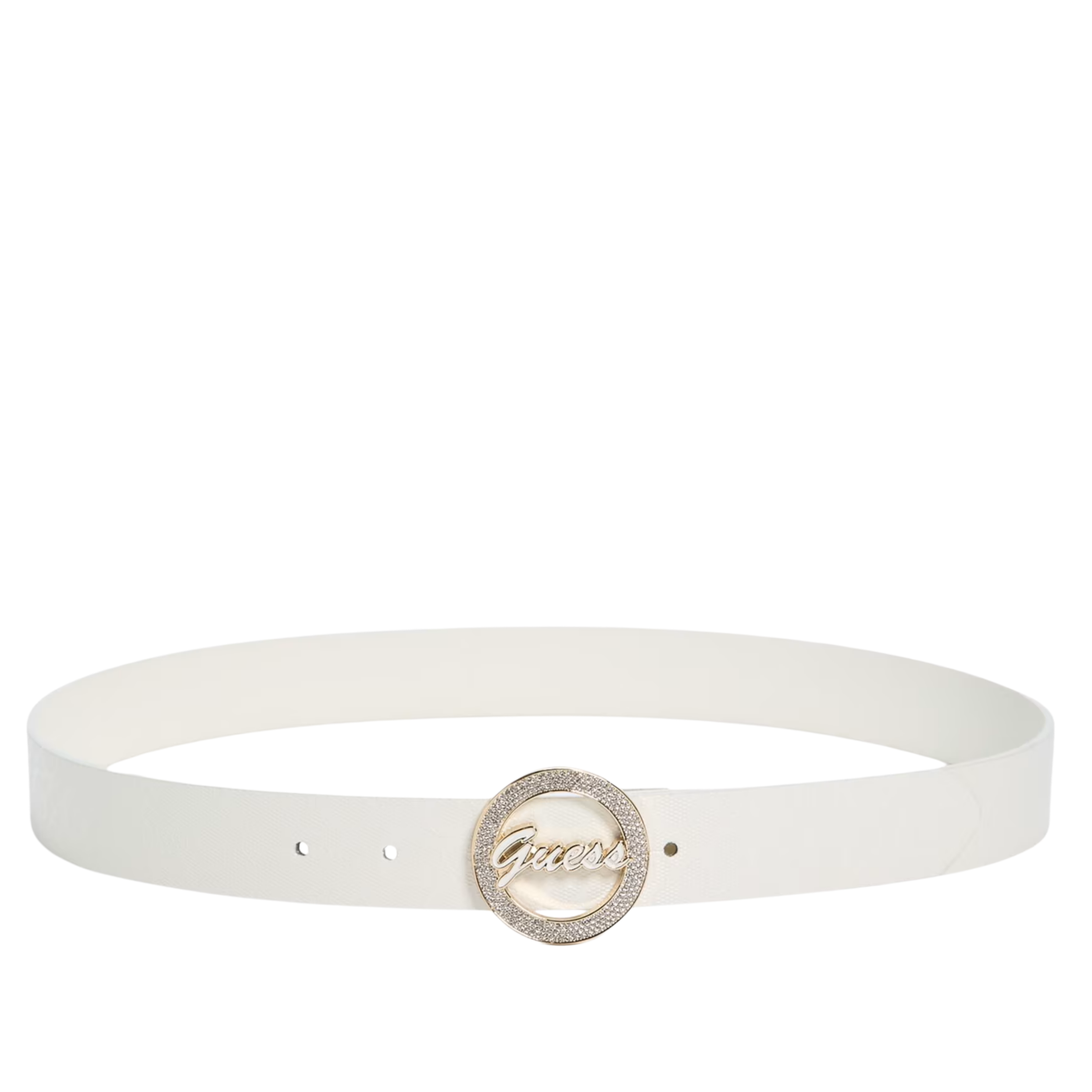 Guess Women Sparkle Guess Script Belt - White