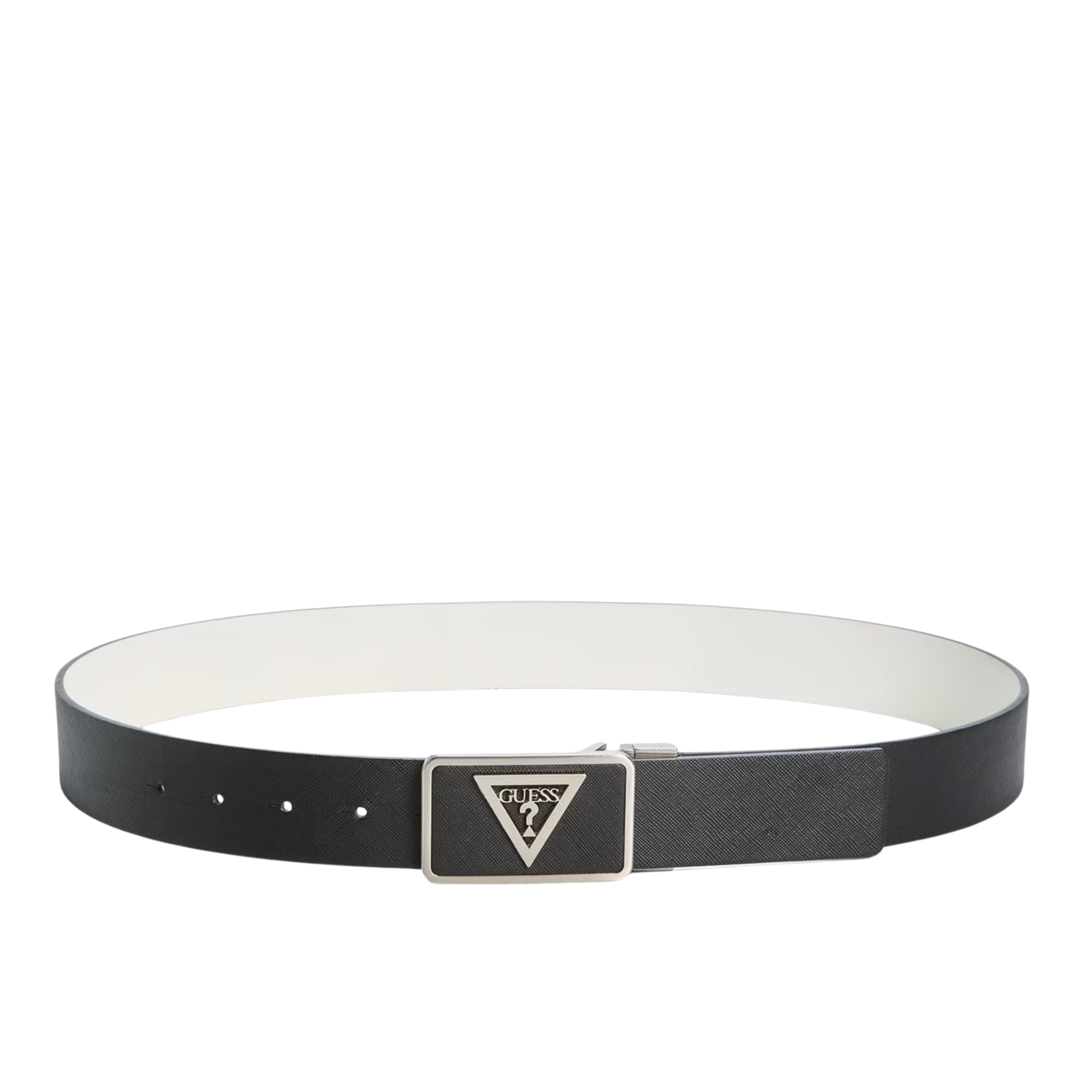 Guess Men Textured Plaque Buckle Belt - Gold