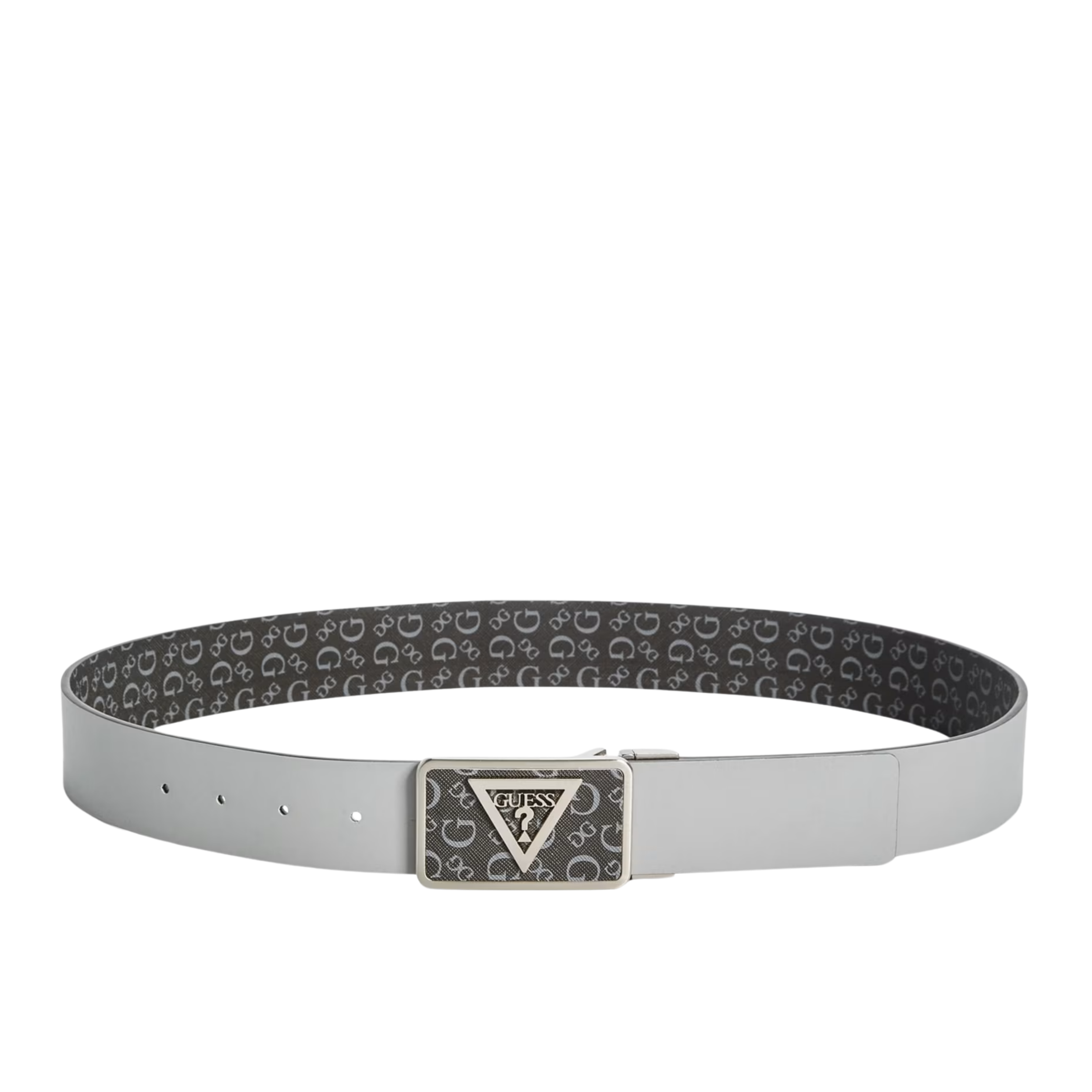 Guess Men Textured Plaque Buckle Belt - Gray