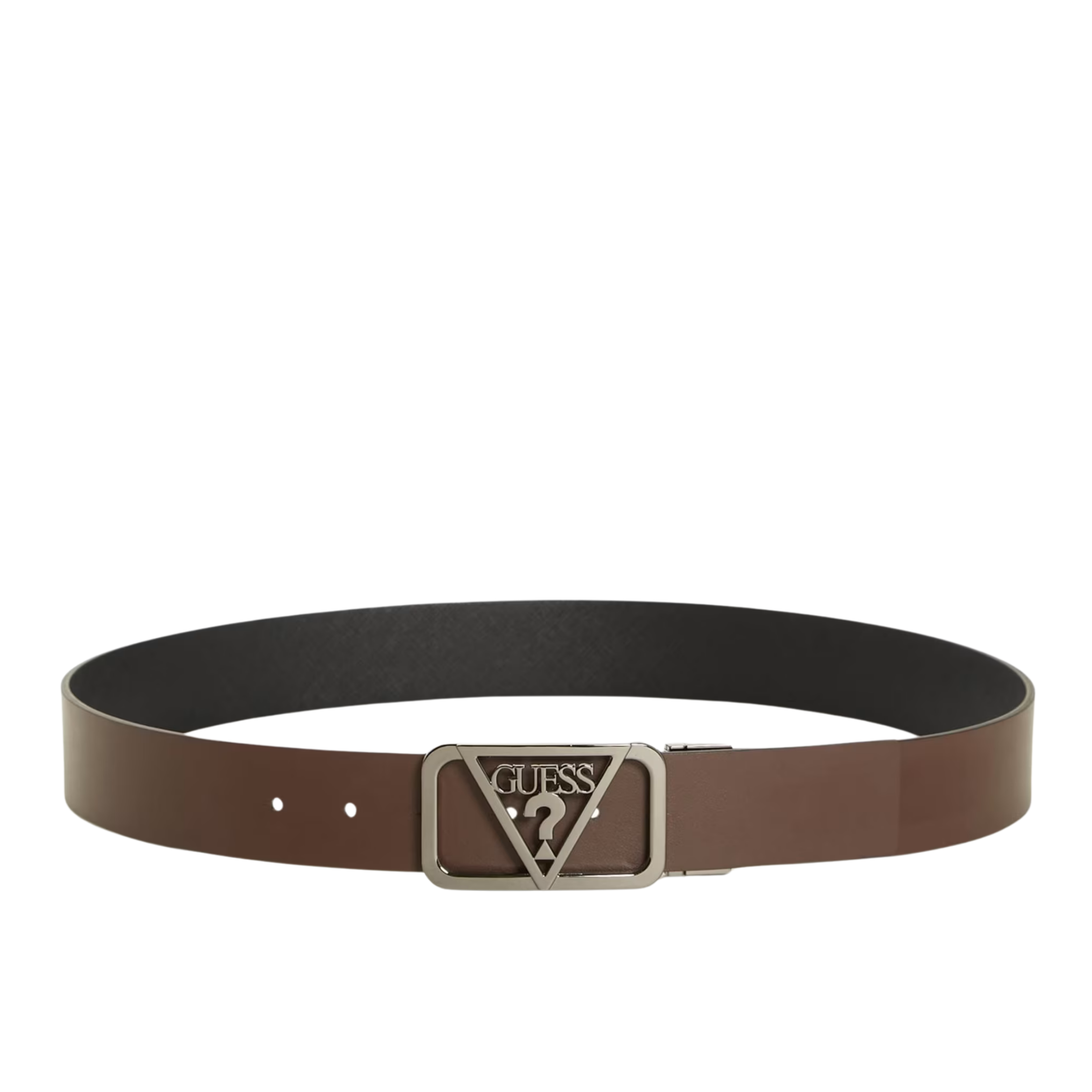 Guess Men Cutout Logo Plaque Belt - Black