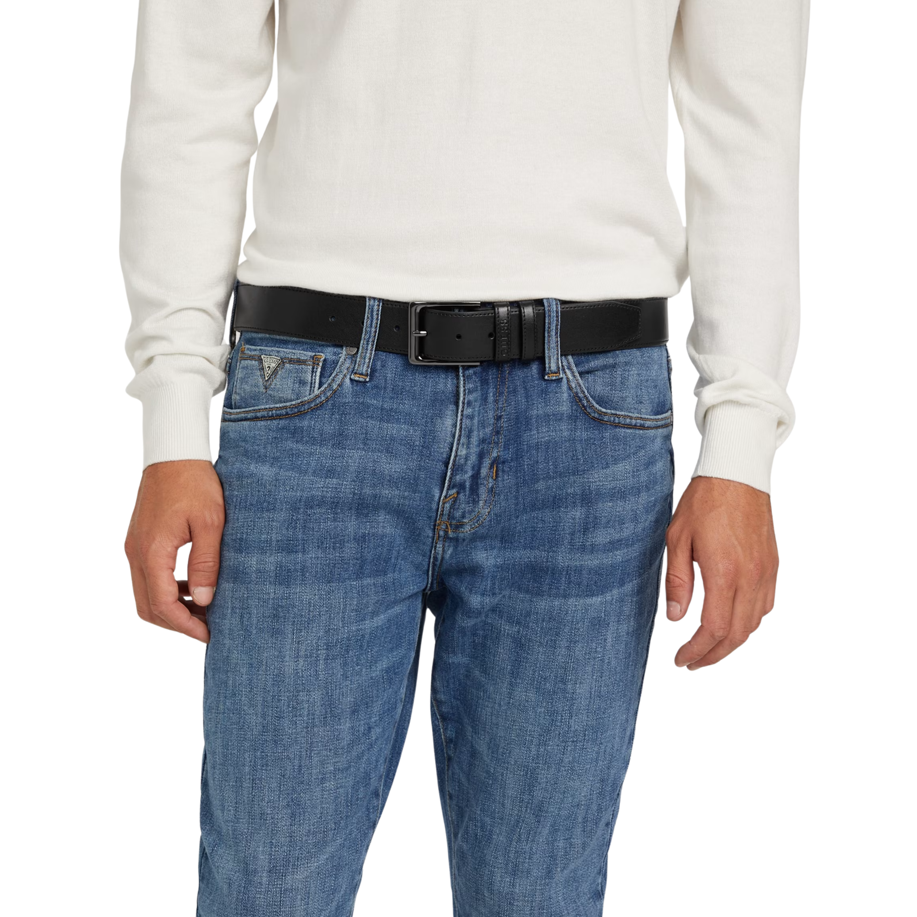 Guess Men Theo Faux-Leather Belt - Black