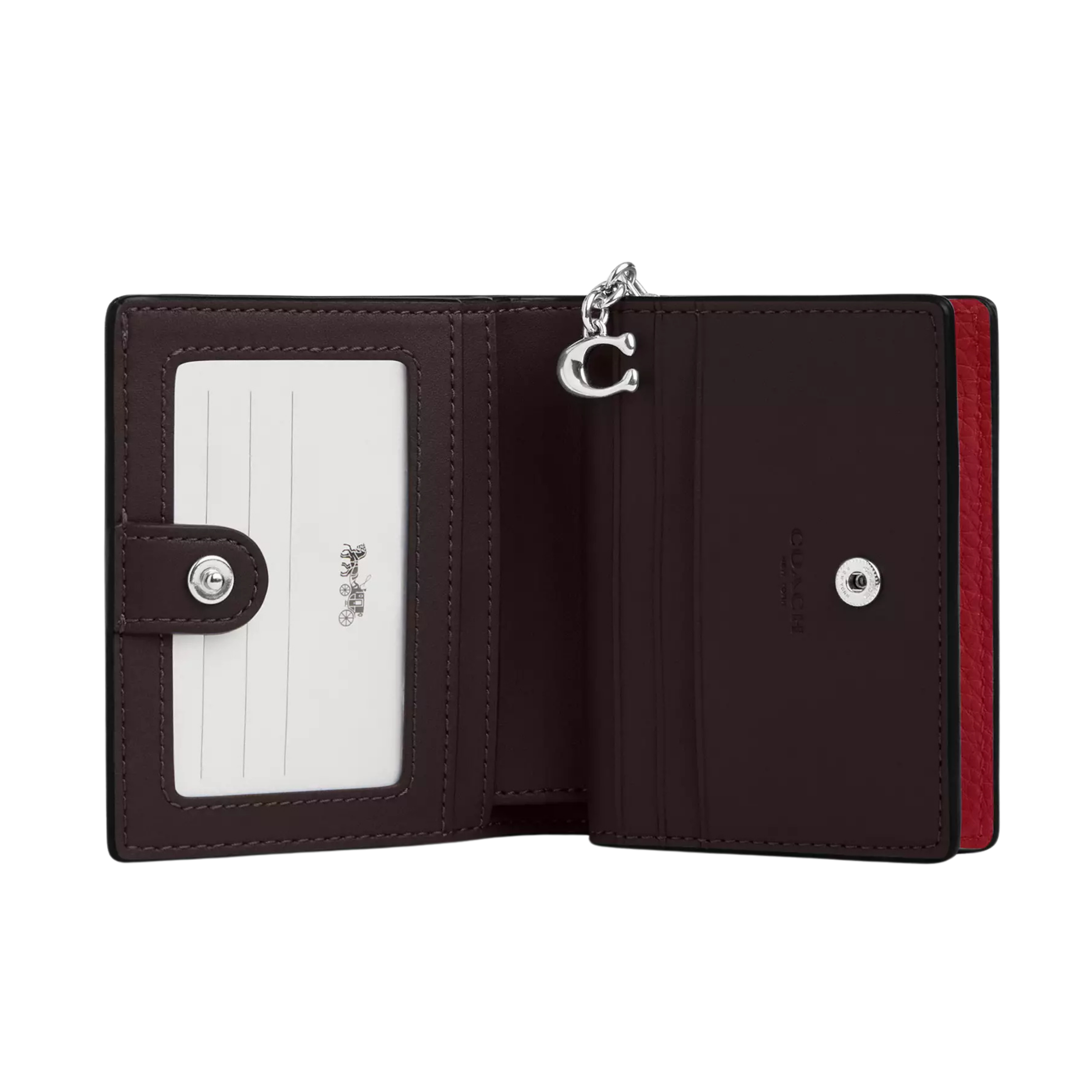 COACH Women Snap Wallet - Silver Dark Cardinal