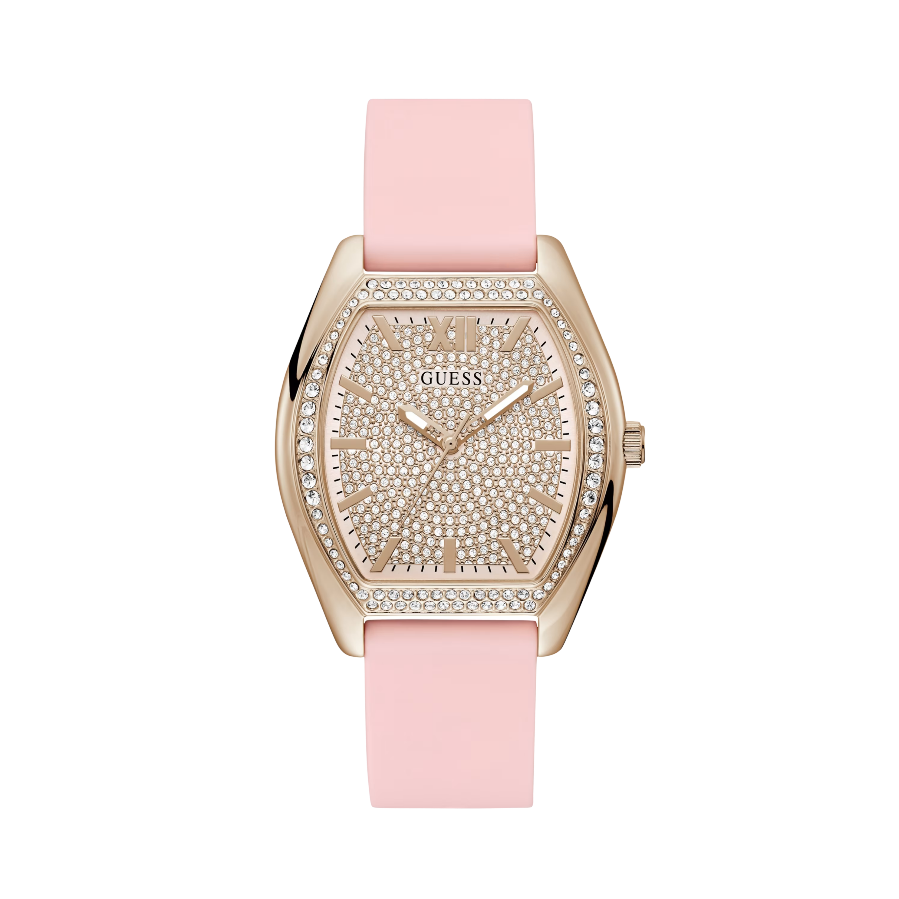 Guess Women Gold-Tone and Pink Barrel Analog Watch - Pink