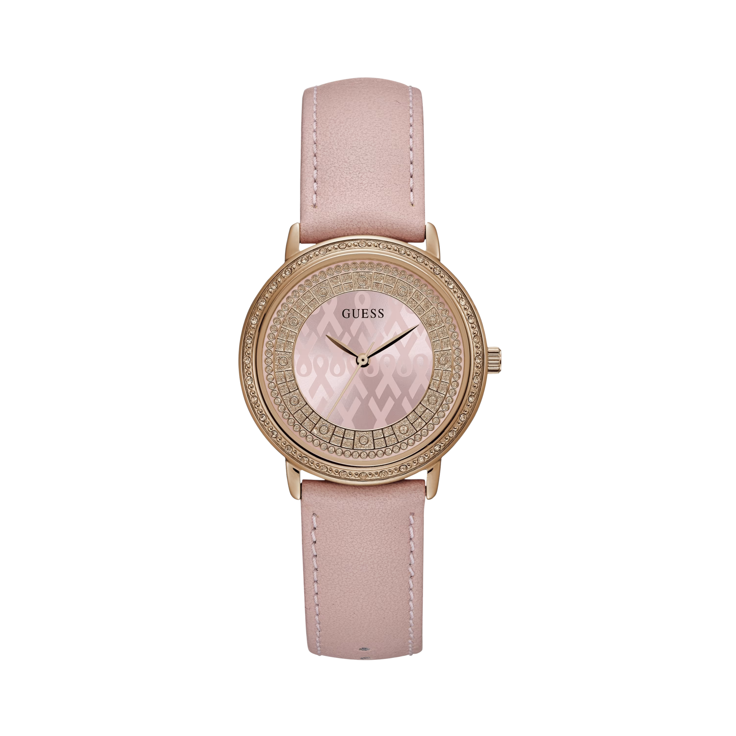 Guess Women Sparkling Pink Rose Gold-Tone and Leather Analog Watch - Pink