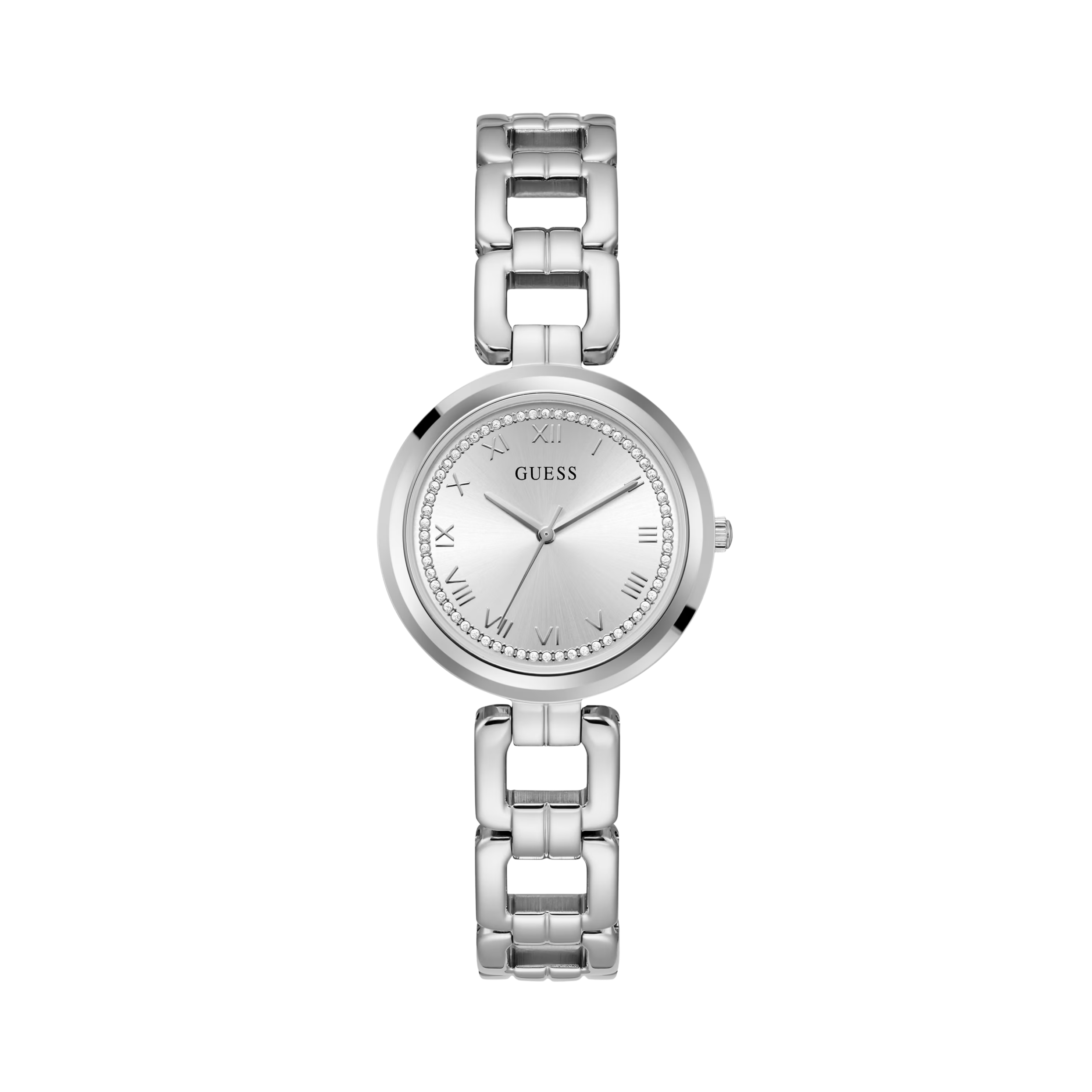 Guess Women Silver-Tone Round Analog Watch