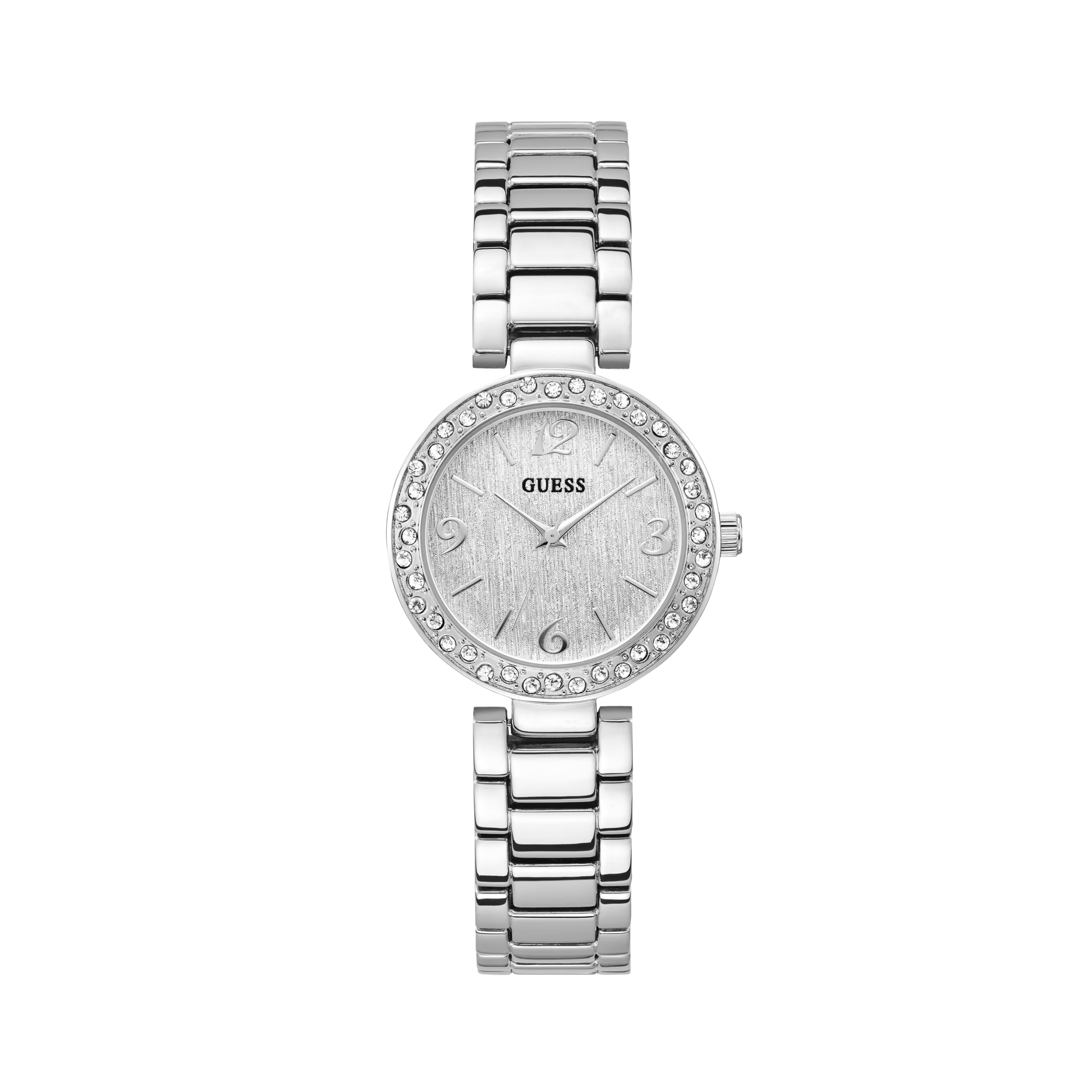 Guess Women Rhinestone Silver-Tone Analog Watch - Silver