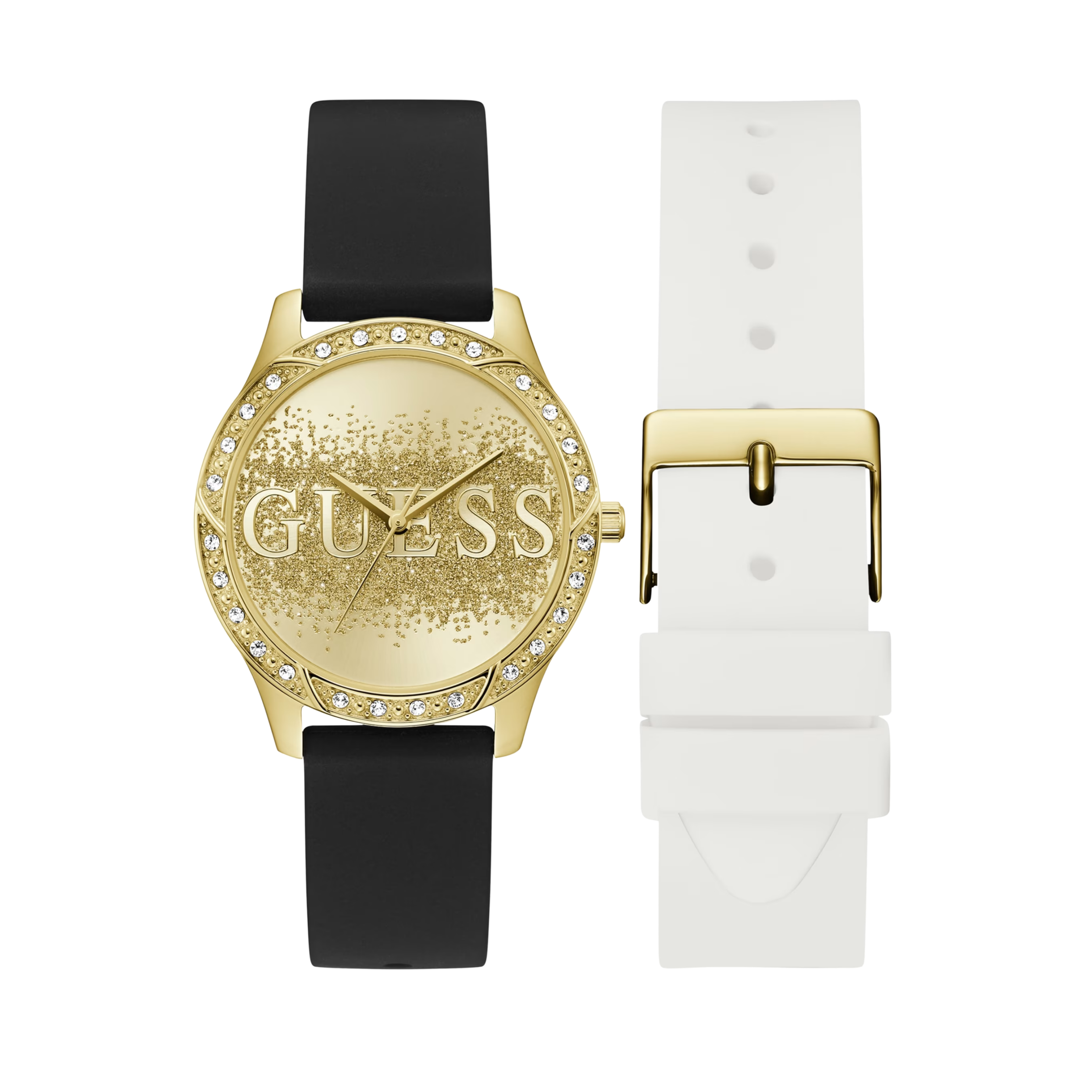 Guess Women Gold-Tone Silicone Analog Watch Set - Gold