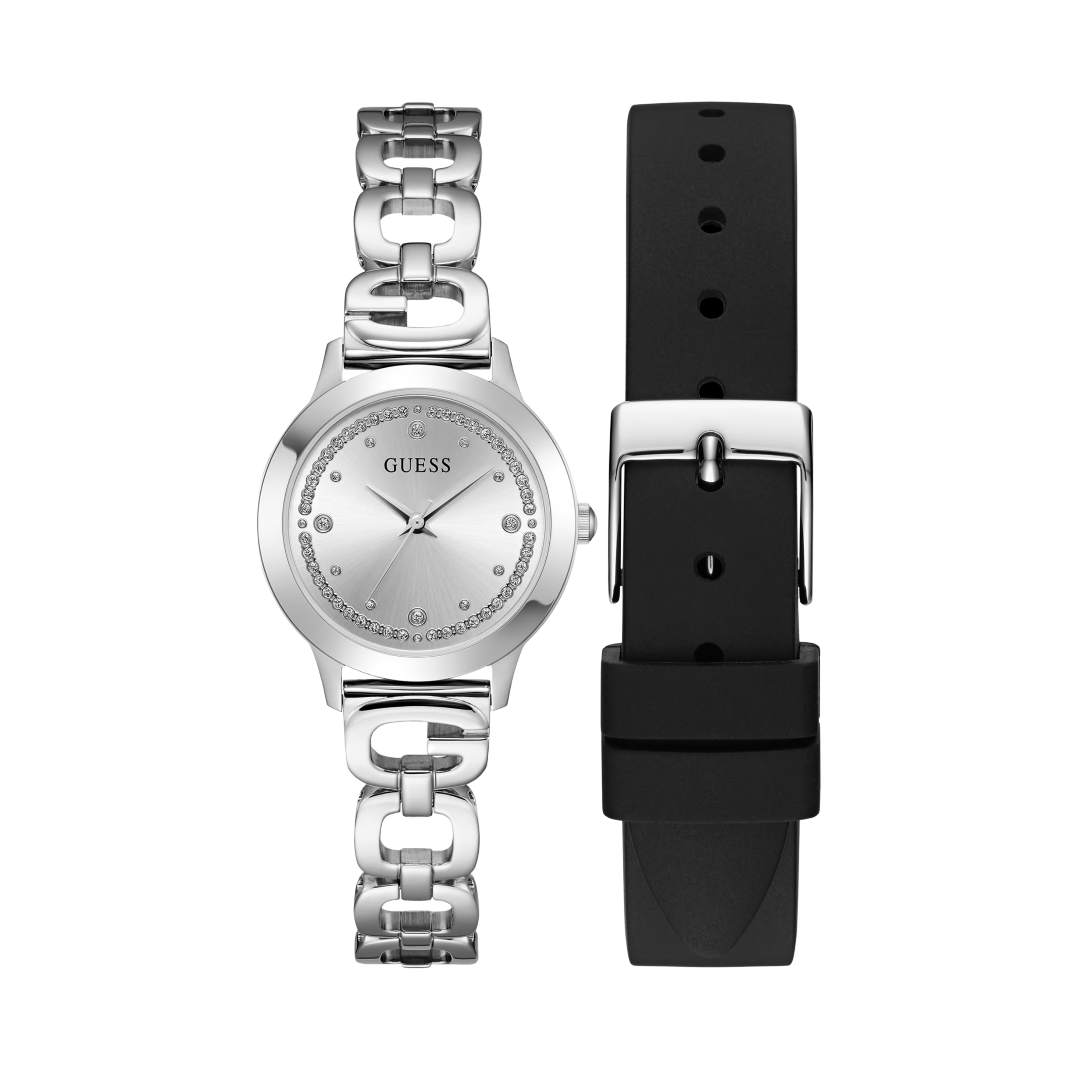 Guess Women Silver-Tone Analog Silicon Watch - Silver