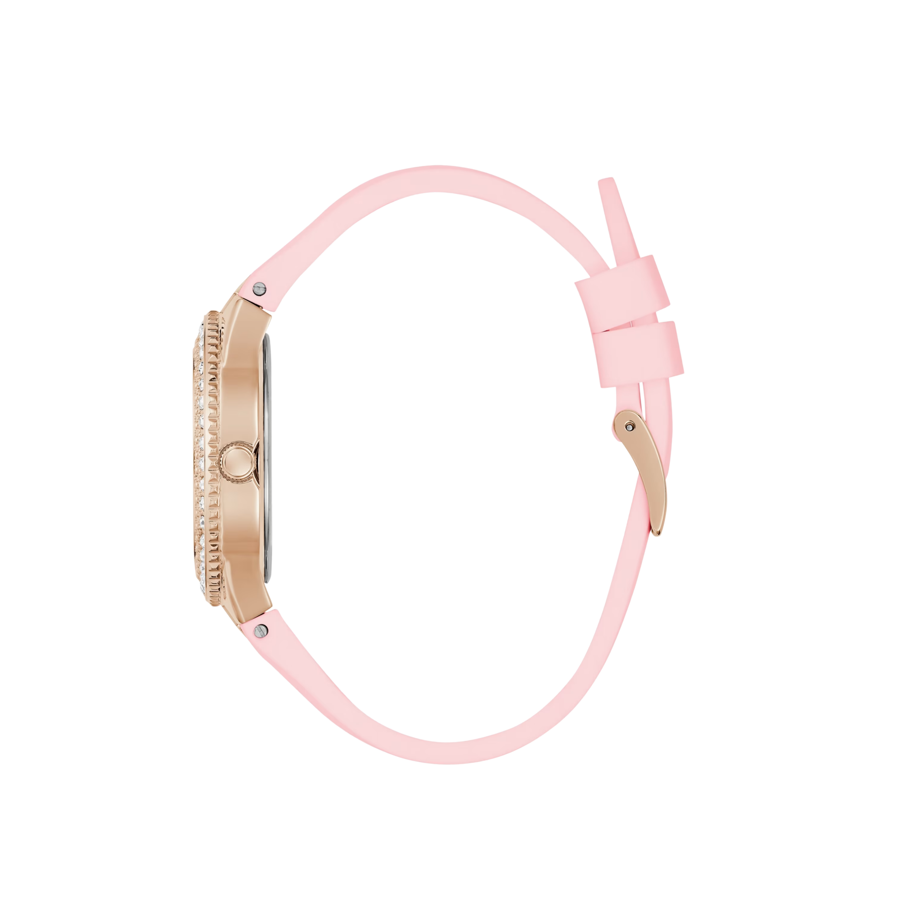 Guess Women Pink and Rose-Gold Tone Analog Silicon Watch - Pink