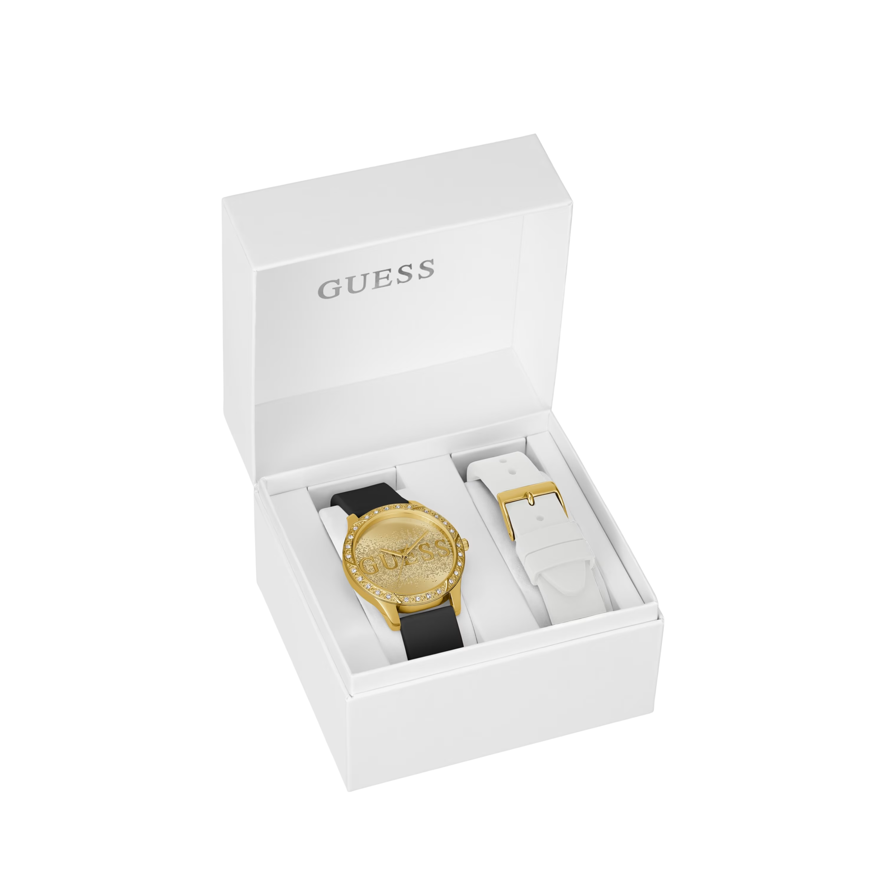Guess Women Gold-Tone Silicone Analog Watch Set - Gold