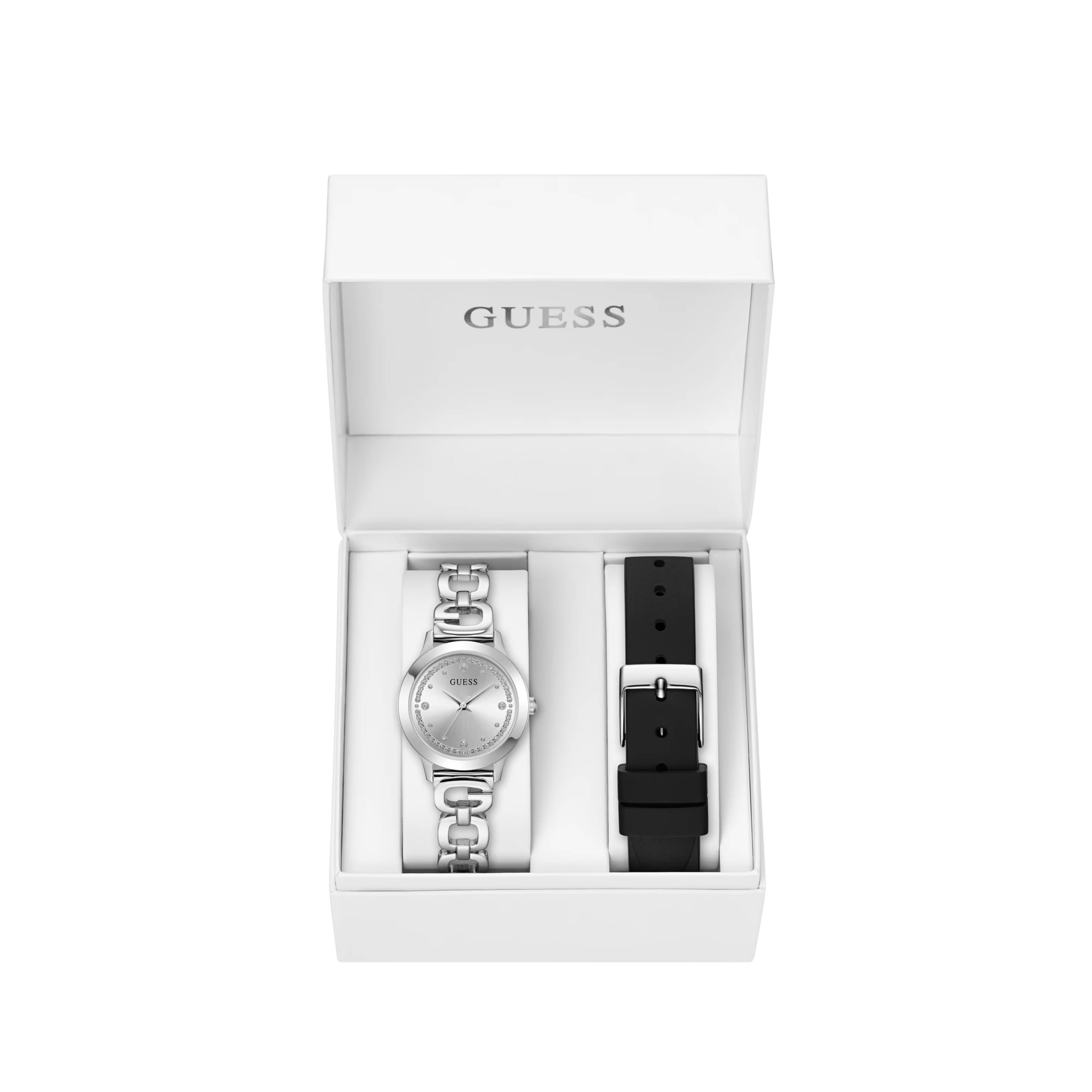 Guess Women Silver-Tone Analog Silicon Watch - Silver
