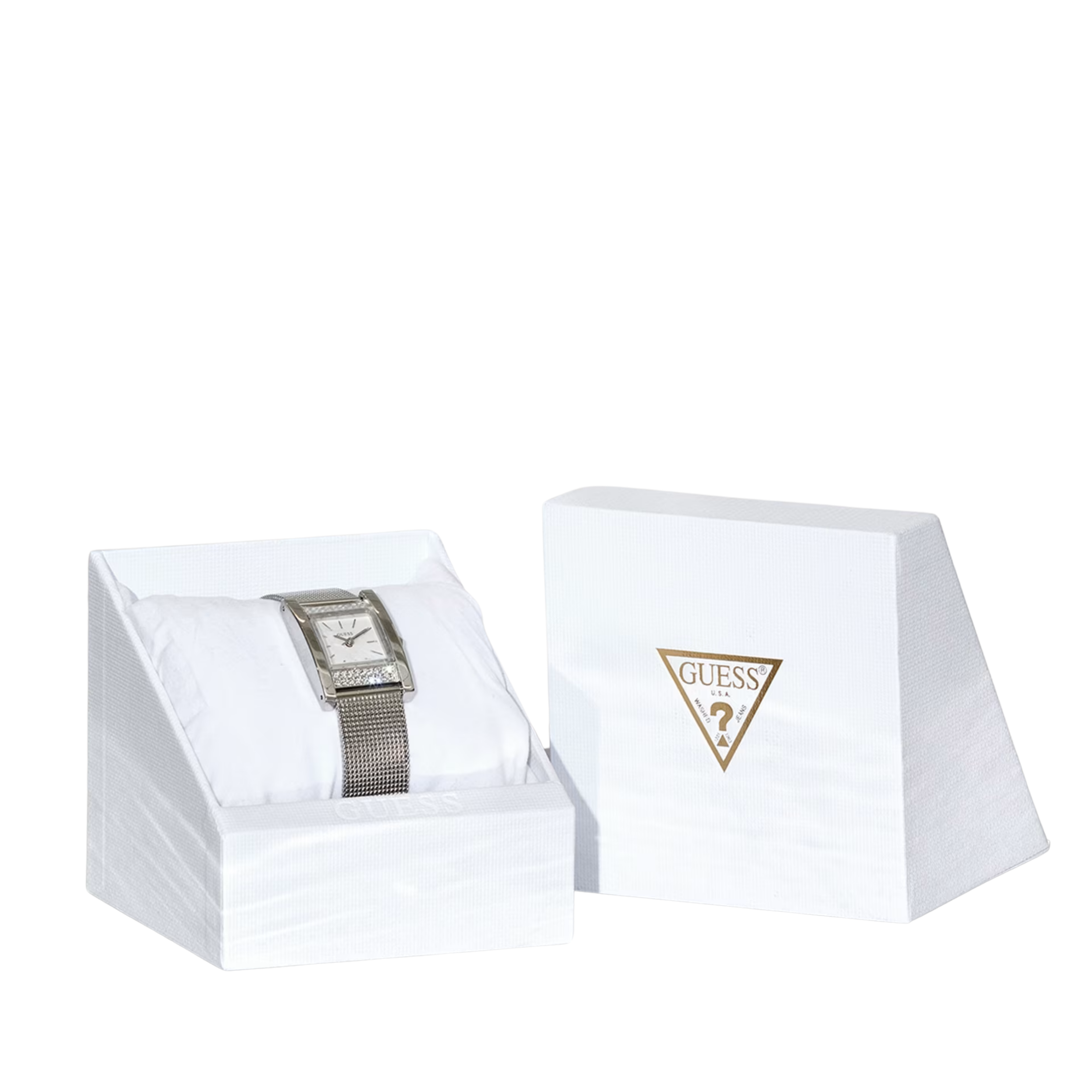 Guess Women Silver-Tone Mesh Analog Watch - Silver