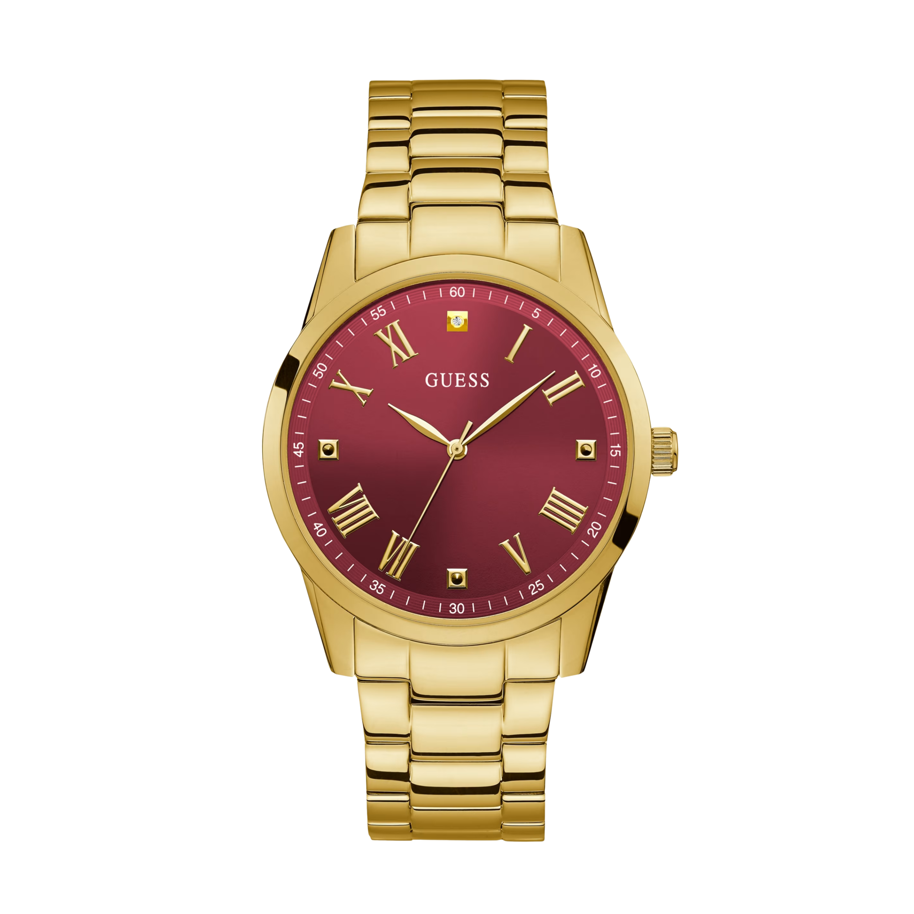 Guess Men Red and Gold-Tone Analog Watch
