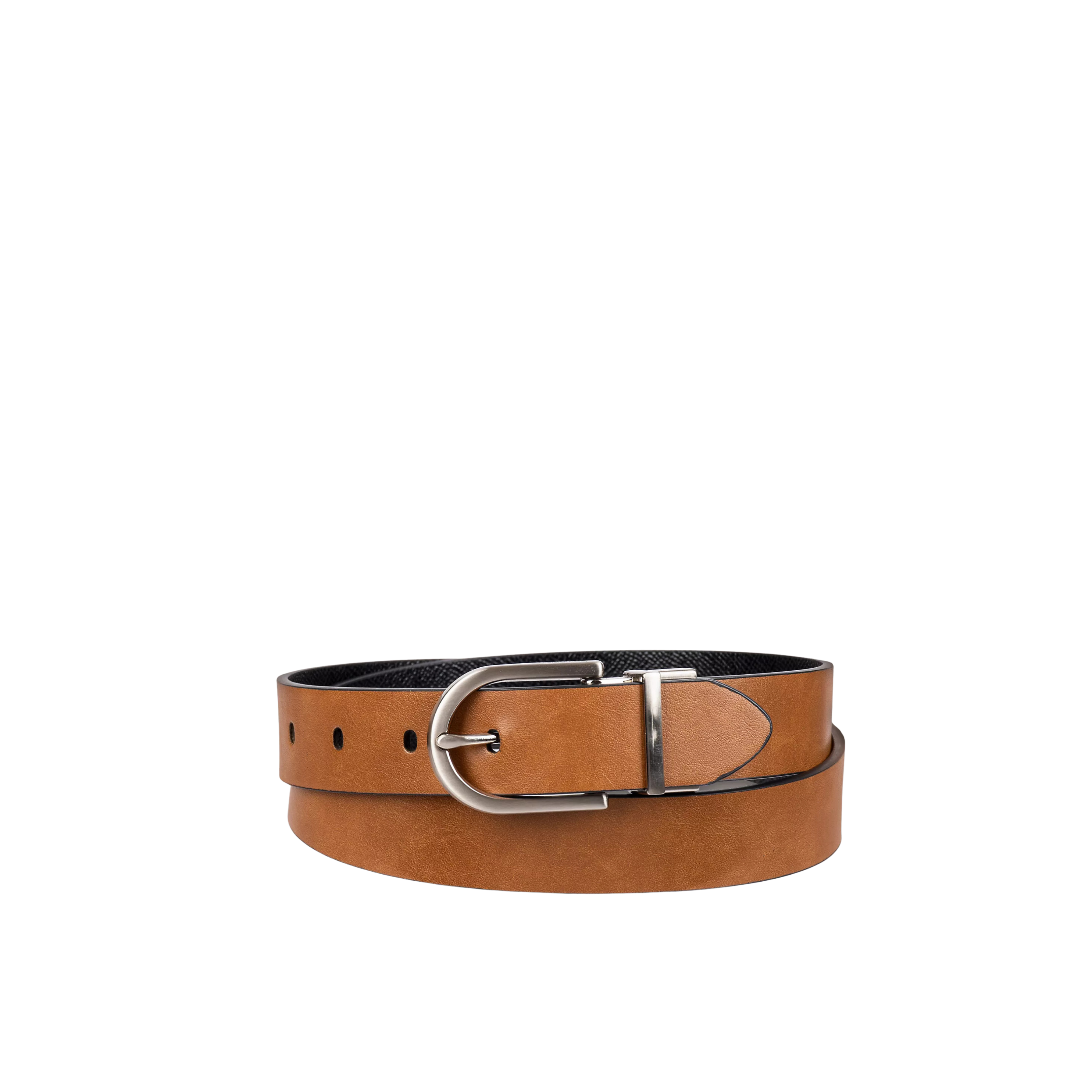 Calvin Klein Women Reversible Round Buckle Belt - Saddle Black
